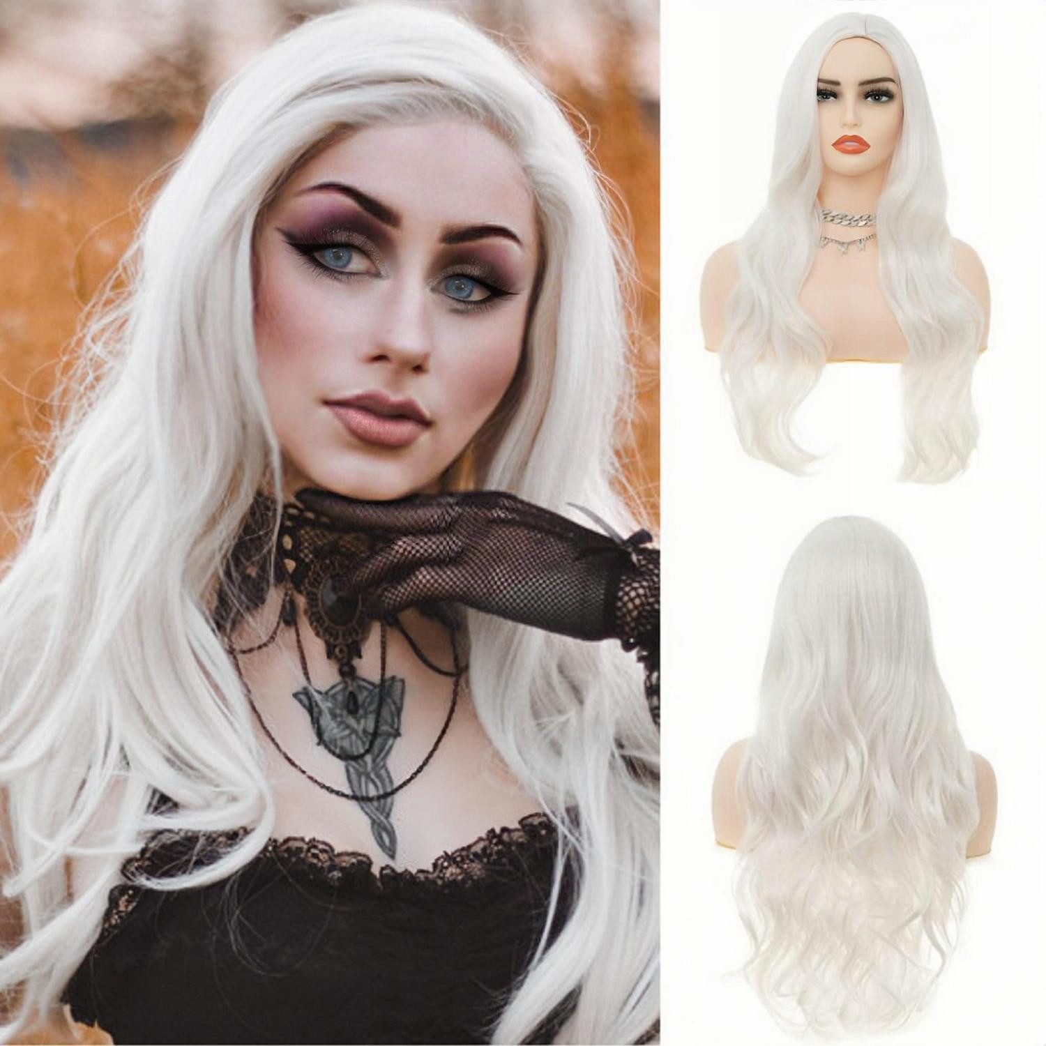 LuxusKollektion Kostüm-Perücke Perücke Damen Lang Lockig Synthetisch Cosplay Weiß