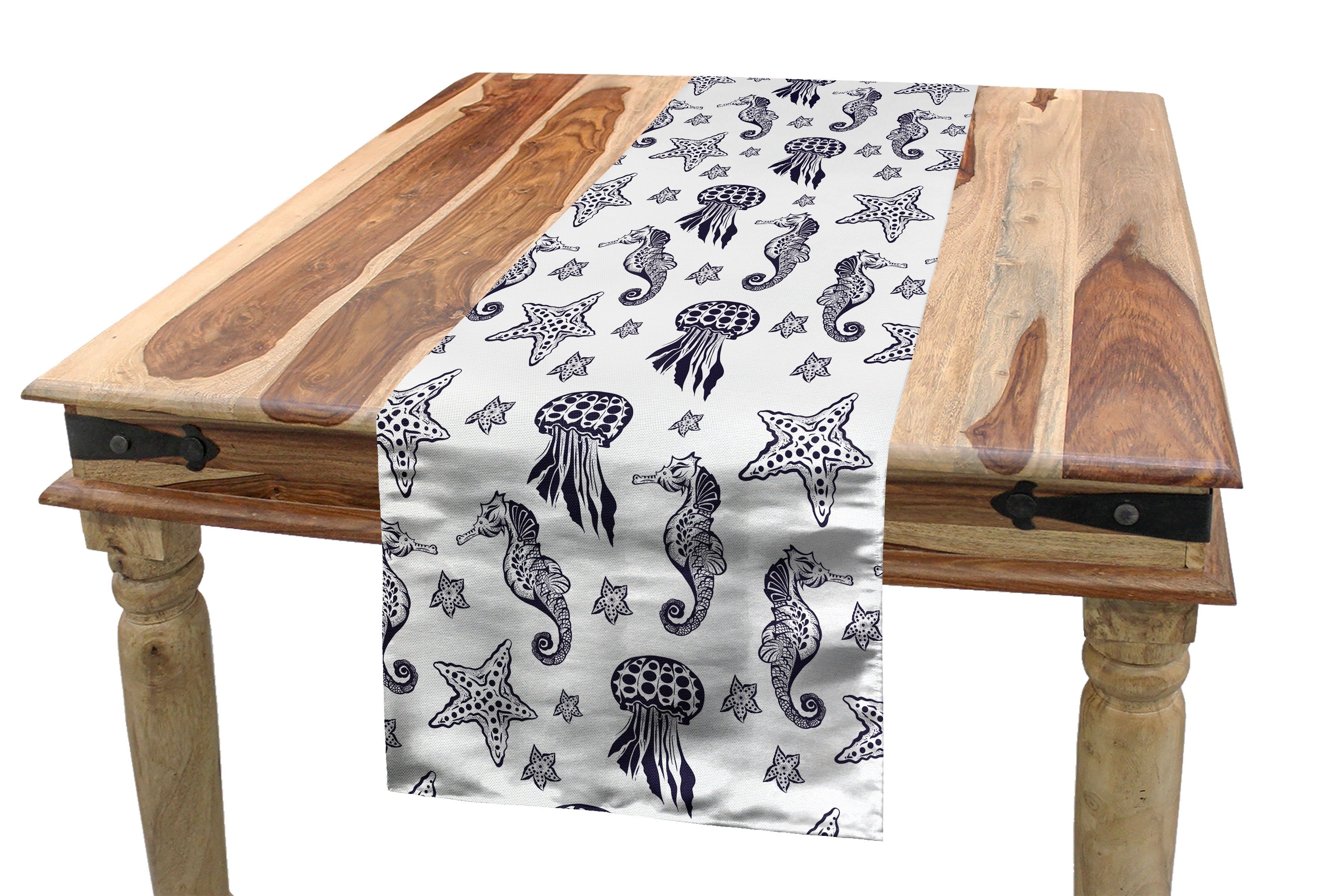 Esszimmer Tischläufer, Tropical Tischläufer Unterwasser Rechteckiger Küche Dekorativer Seahorse Abakuhaus