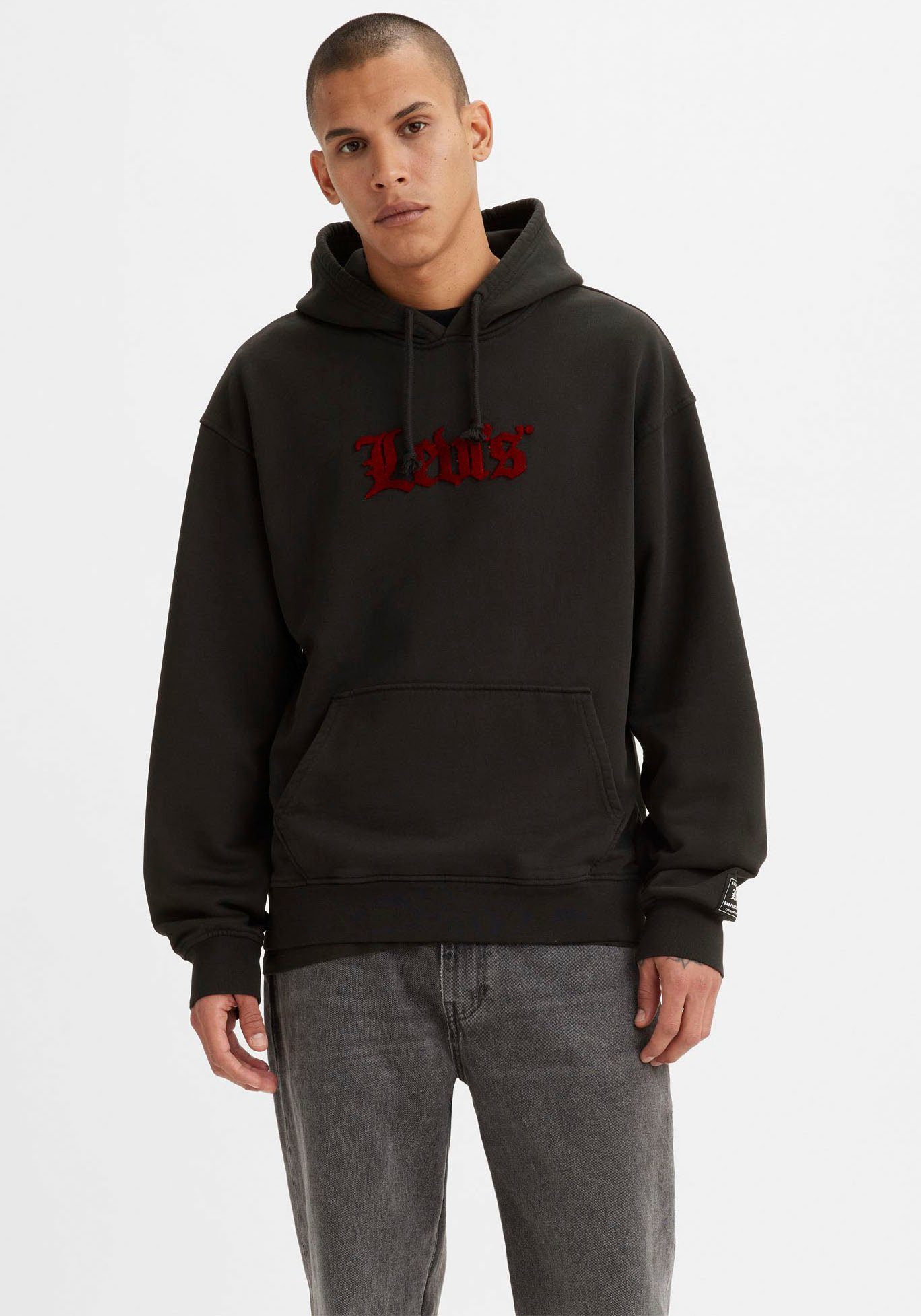 Levi's® Hoodie RELAXED GRAPHIC mit Levi's® Logo im altenglischen Look schwarz