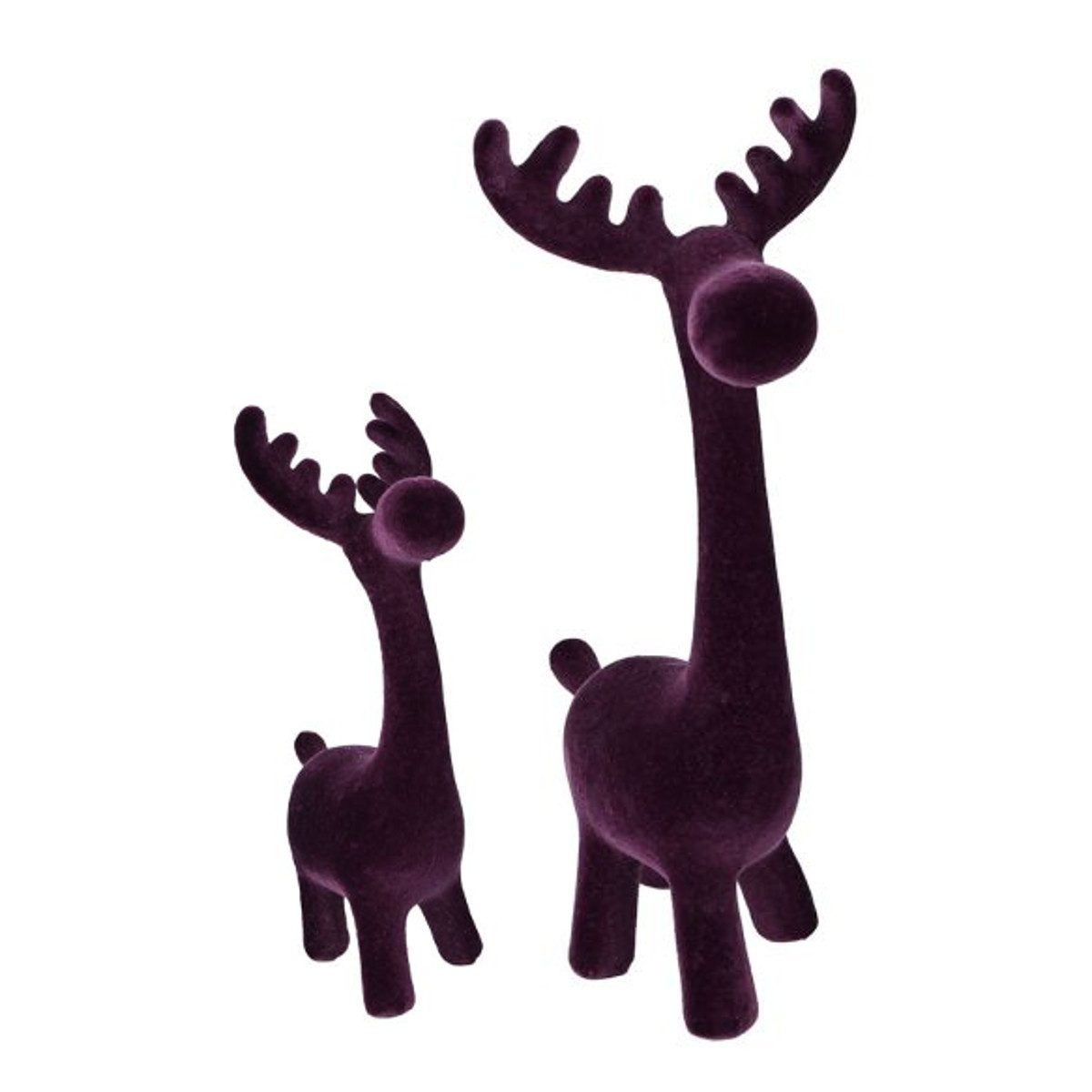 Macosa Home Dekofigur Deko Rentier 2er Set stehend Purpur Lila oder Grau 27 cm (Rentierset modern, Weihnachten Winterdekoration), Weihnachtsdeko Dekorentier Weihnachtsdeko