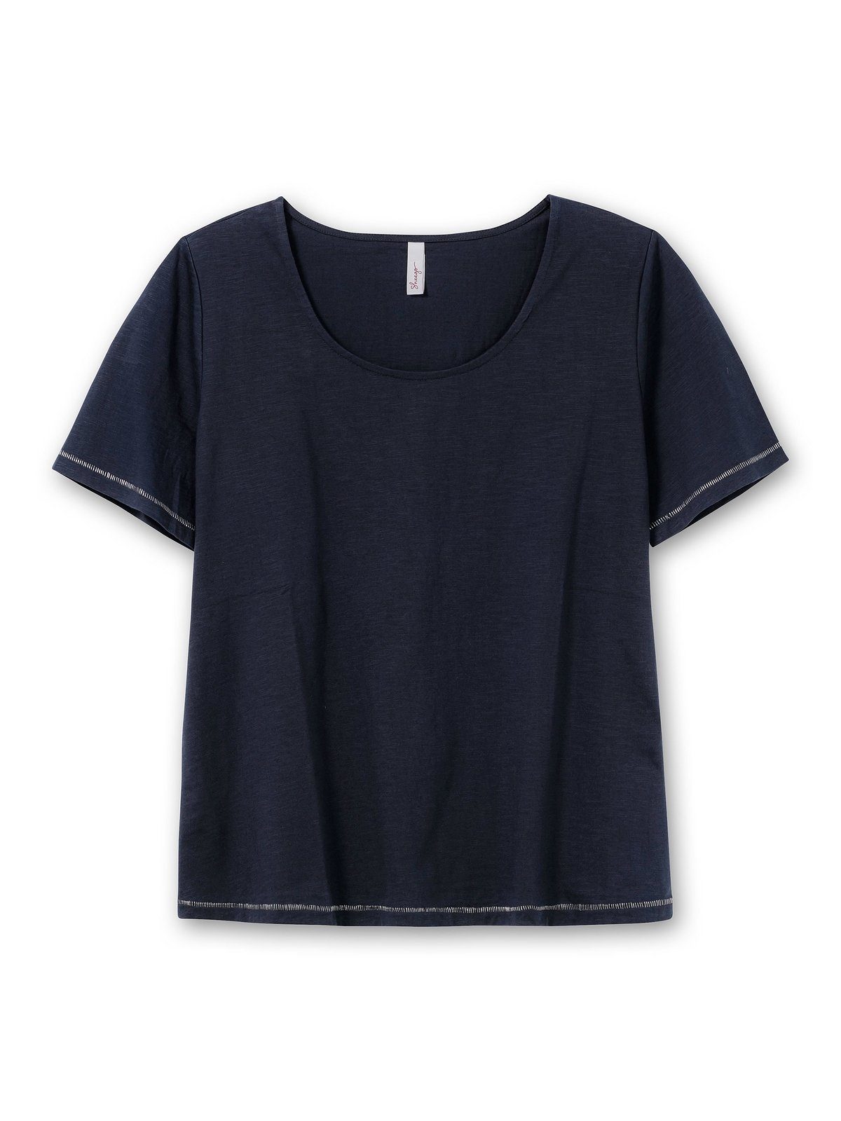 Sheego T-Shirt Große mit Schulter hinten der nachtblau auf Größen Print
