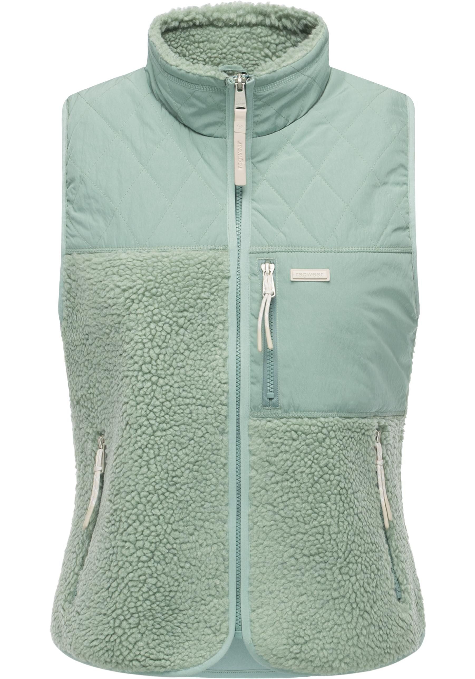 Ragwear Plüschweste Junkin Bonded warme Damen Weste aus Materialmix mit Teddy-Fleece
