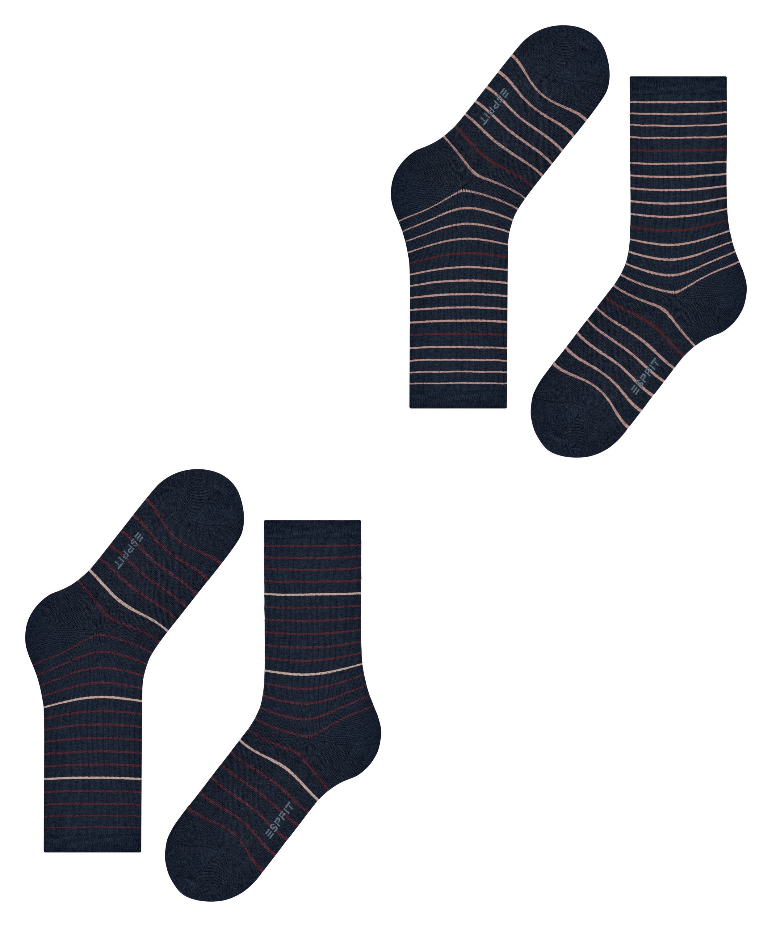 (2-Paar) Fine marine Stripe Esprit Socken 2-Pack (6120)