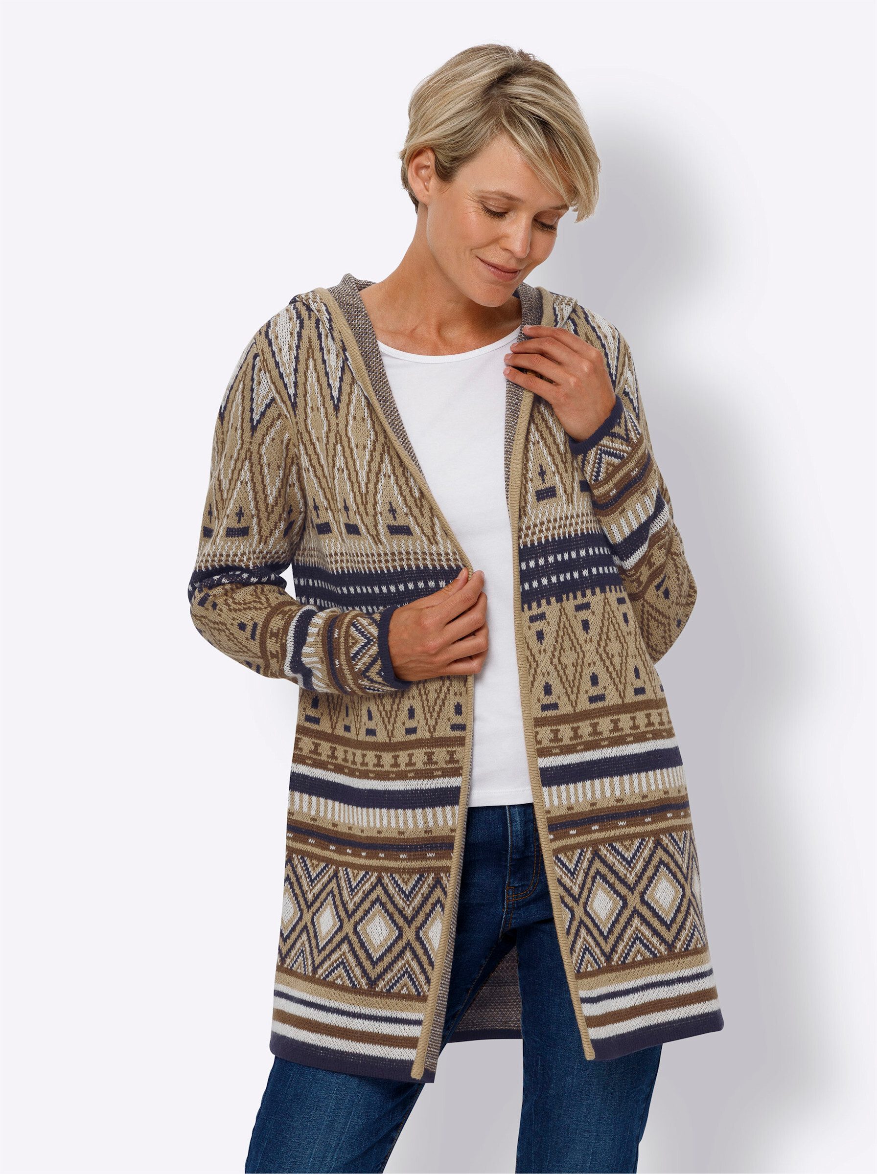 Sieh an! Strickjacke Strickjacke Langarm Jacquard günstig online kaufen