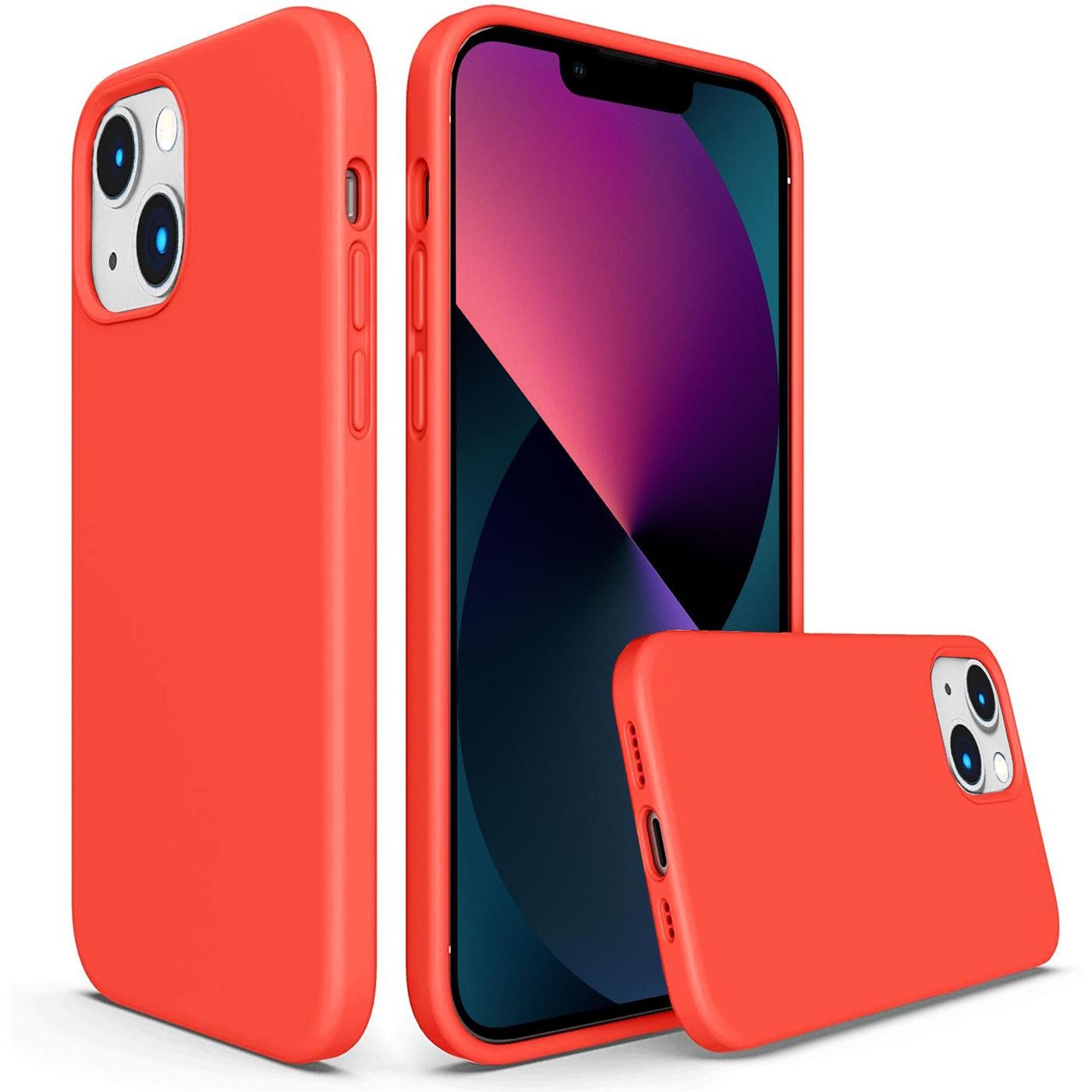 CoolGadget Handyhülle Silikon Case für das iPhone 13 Slim TPU Cover 6,1 Zoll, Weiche Schutz Hülle mit Innen Fleece aus Stoff Handy Tasche