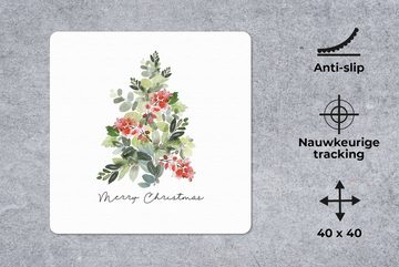 MuchoWow Gaming Mauspad Weihnachten - Aquarell - Weihnachtsbaum (1-St), Mousepad mit Rutschfester Unterseite, Gaming, 40x40 cm, XXL, Großes
