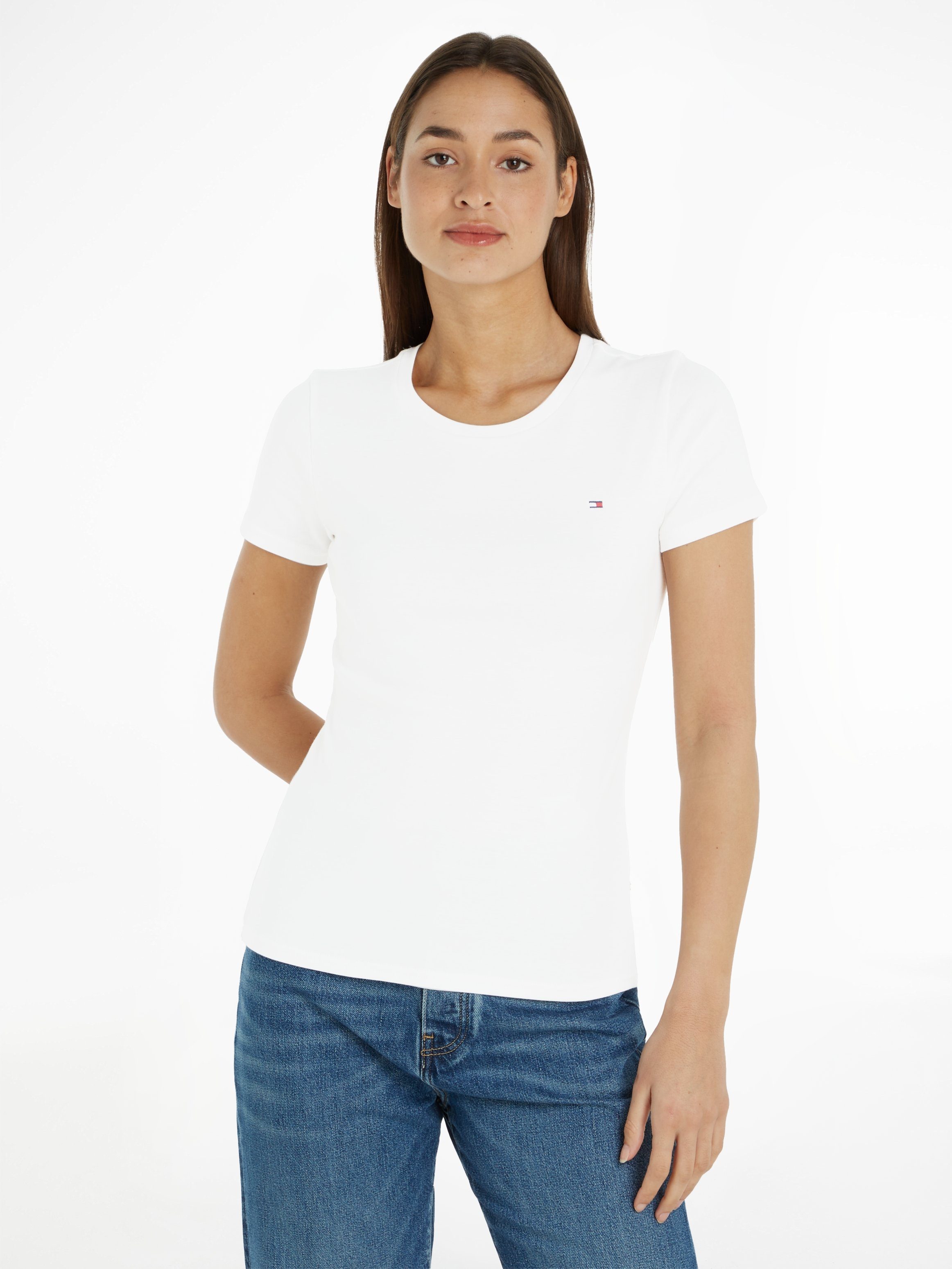 Tommy Hilfiger T-Shirt SLIM CODY RIB C-NK SS mit dezenter Tommy Hilfiger  Logostickerei