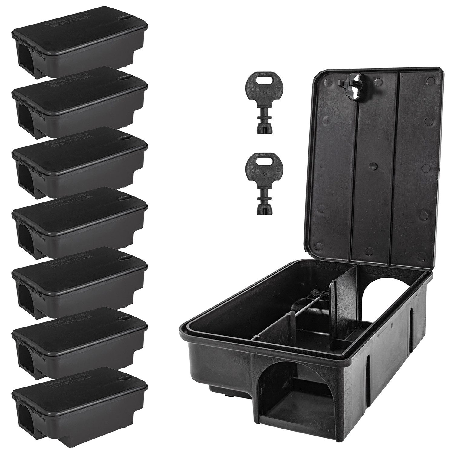 Petigi Lebendfalle Köderstation Ratten Mäuse Köderbox Mausfalle Rattenköderbox 1-8 Stk.