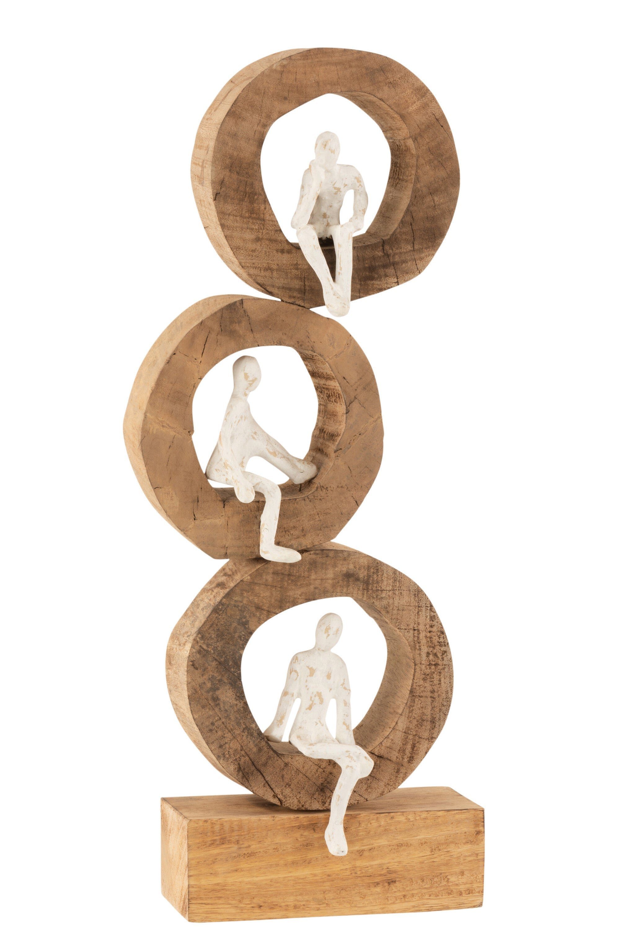 Höhe Holz N Figur DENKER Geschenk Dekoobjekt Skulptur Dekoration RINGE Mango MF 59cm