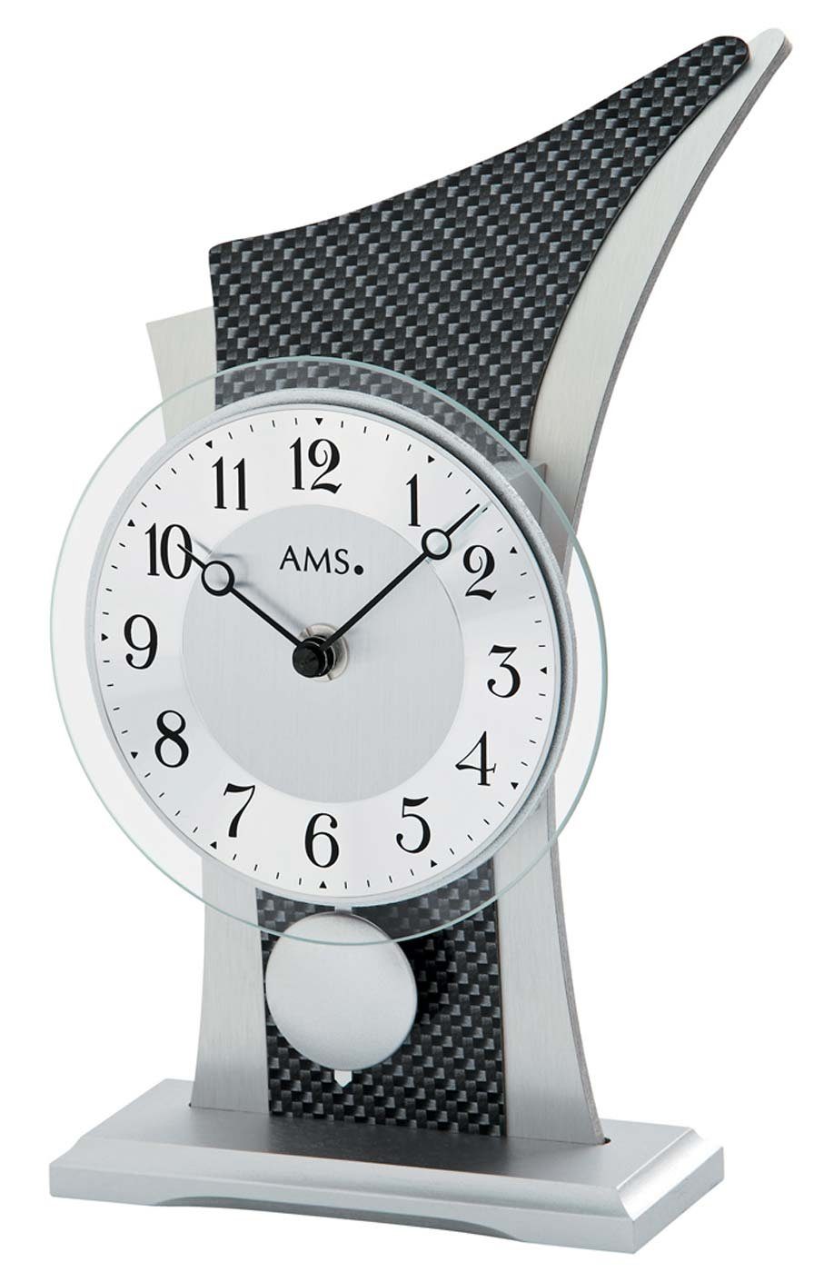 AMS Tischuhr Tischpendeluhr geschwungenes Gehäuse - AMS Modell: 1140