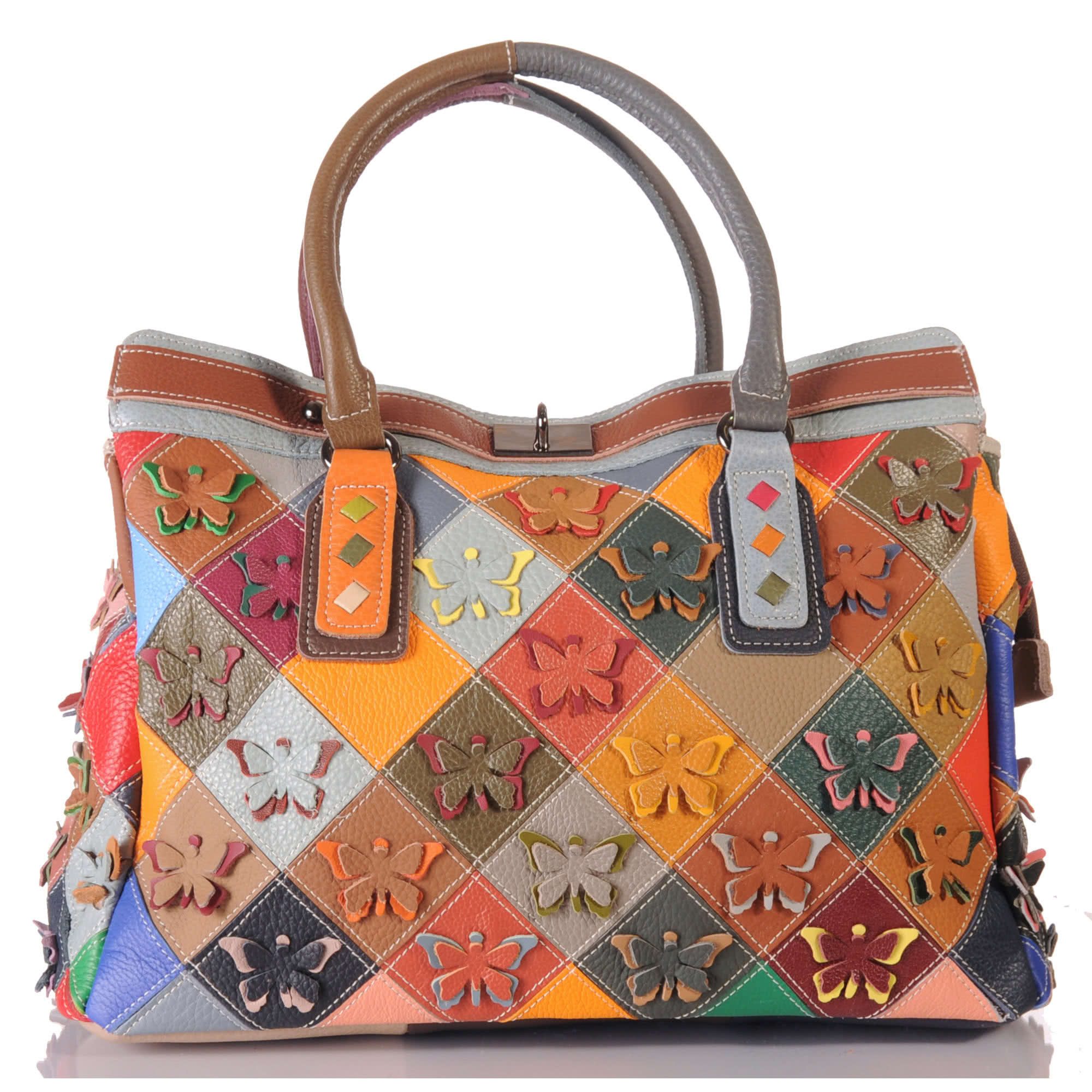 KMISSO Henkeltasche Damen Leder Patchwork Umhänge Shopper Schulter Henkel Tasche 30675 (1-tlg), im eleganten Look