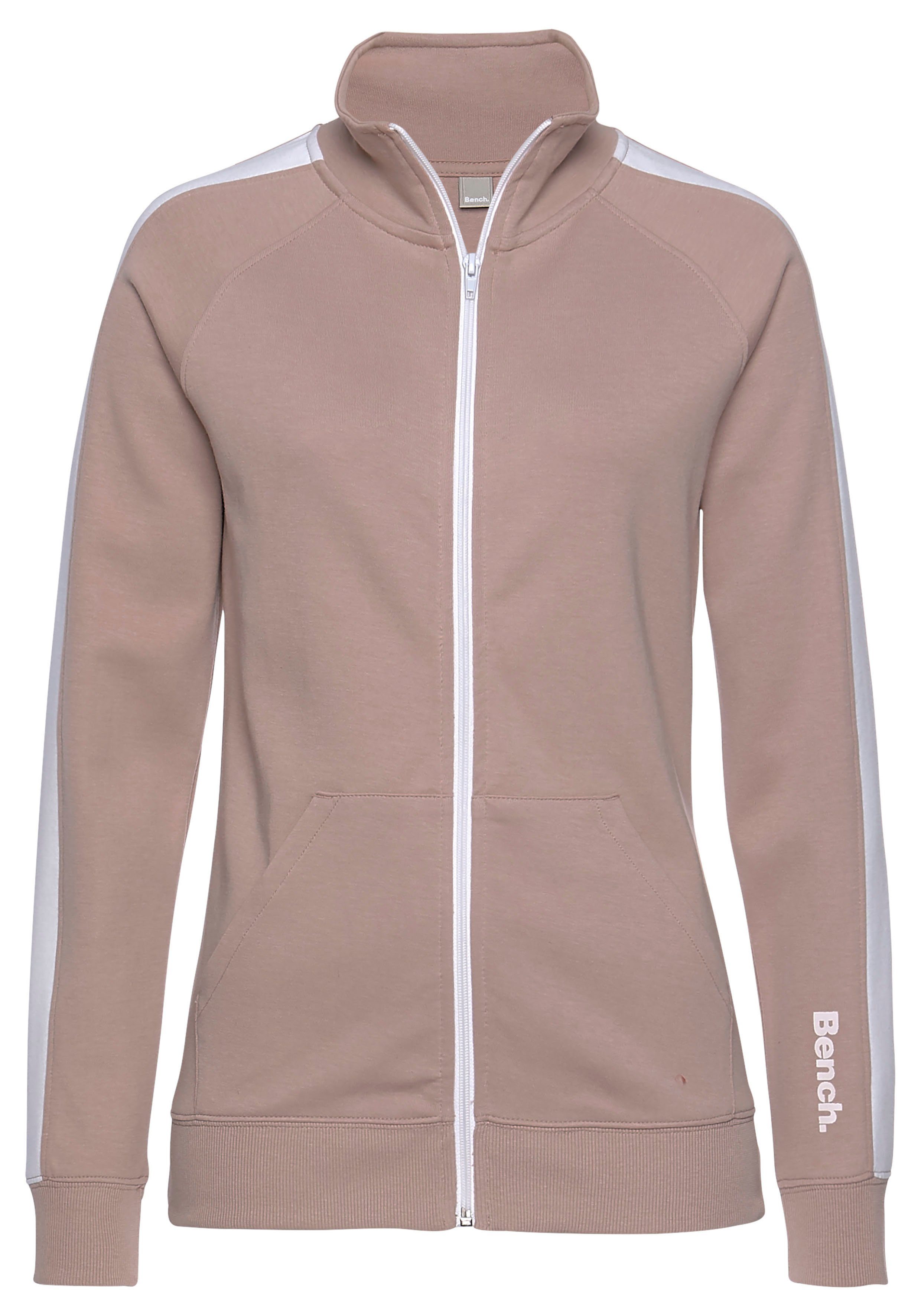 Bench. Loungewear Sweatjacke mit Seitenstreifen und Stehkragen, Loungewear