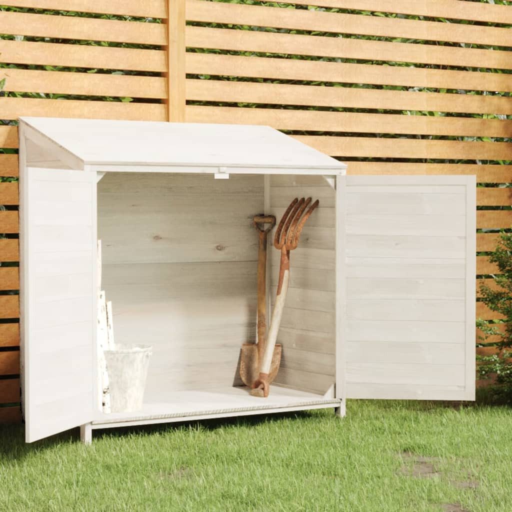 vidaXL Garten-Geräteschrank 102 x 52 x 112 cm Geräteschuppen Weiß 102x52x112 cm Massivholz Tanne G