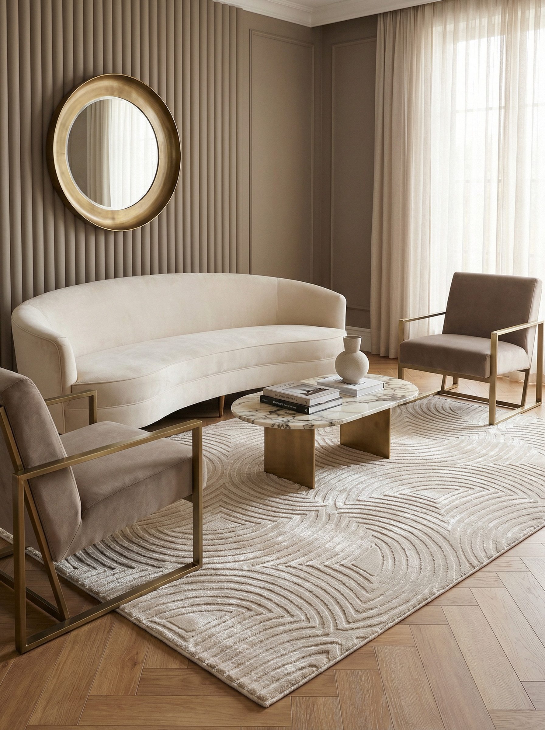 KADIMA DESIGN Teppich ILLER Wohnzimmer Schlafzimmer Waschbar Wohnzimmerteppich Esszimmer, Läufer, Höhe: 14 mm, Beige, 80x150 cm, Strapazierfähig Fußbodenheizung 3D Waschbar