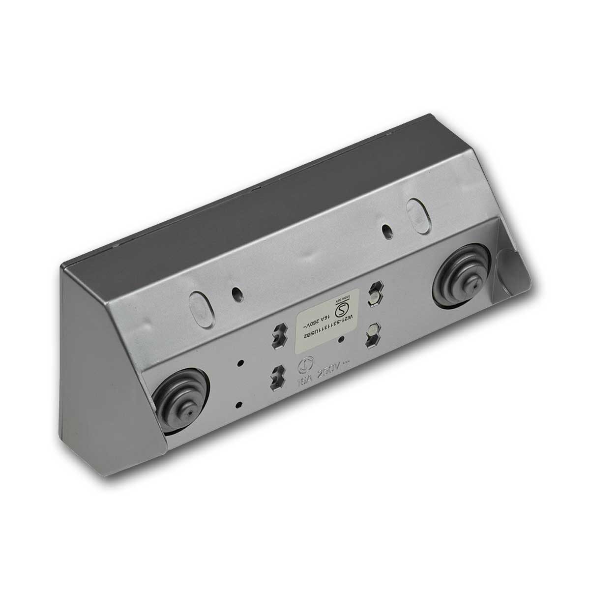 ChiliTec Aufputz-Steckdose 2-fach Steckdosenblock + 2xUSB-A silber 250V~/ 16A – Bild 2 von 2