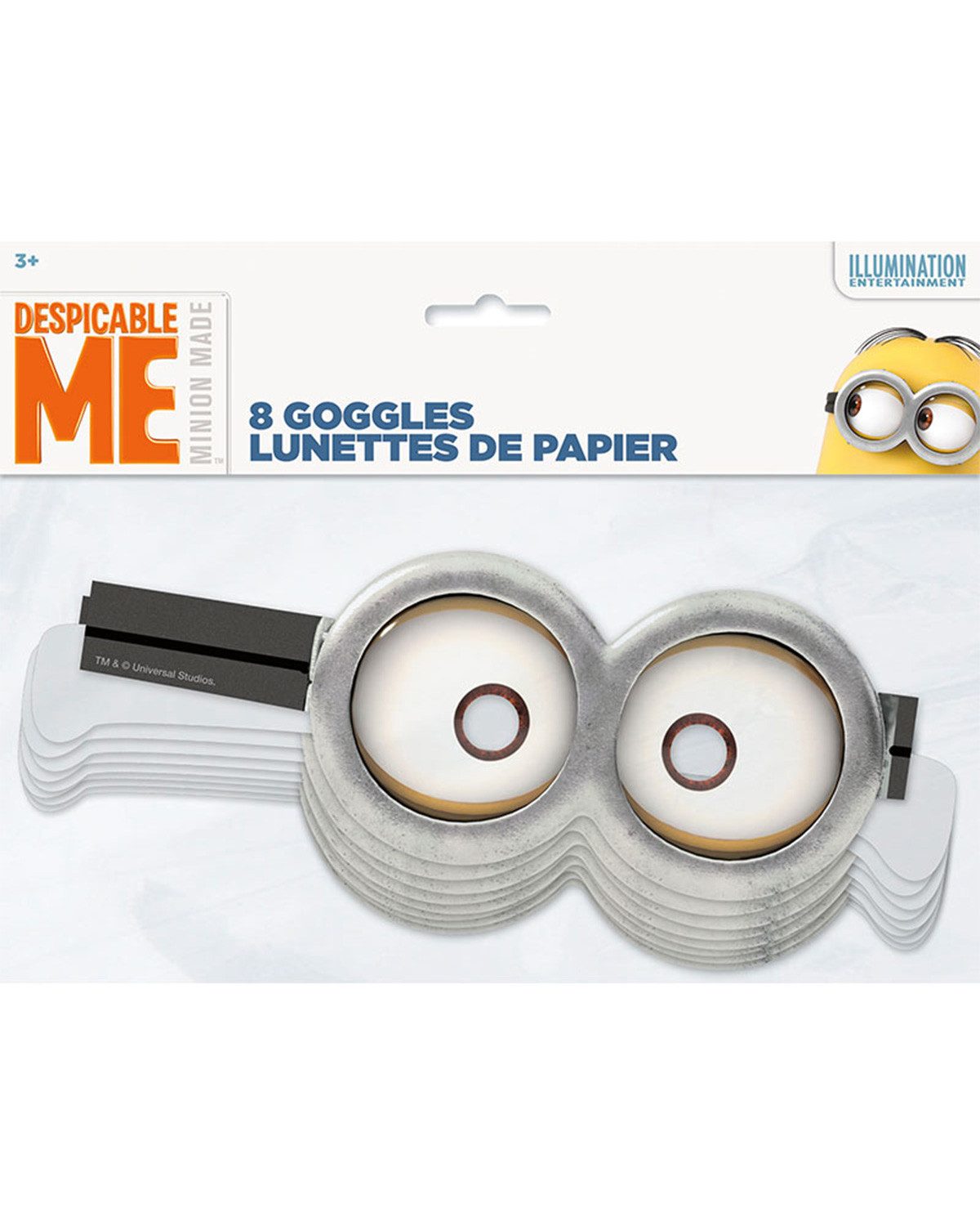 Unique Industries Inc. Verkleidungsmaske Minions Deko  8 lustige Papierbrillen mit Minion