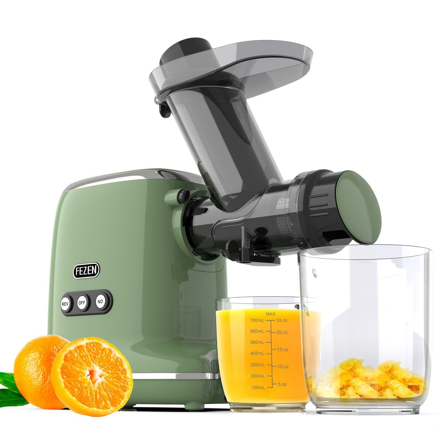 FEZEN Slow Juicer Entsafter für Obst & Gemüse, 7/8stufige Spiralmühlen, 2 Geschwindigkeiten
