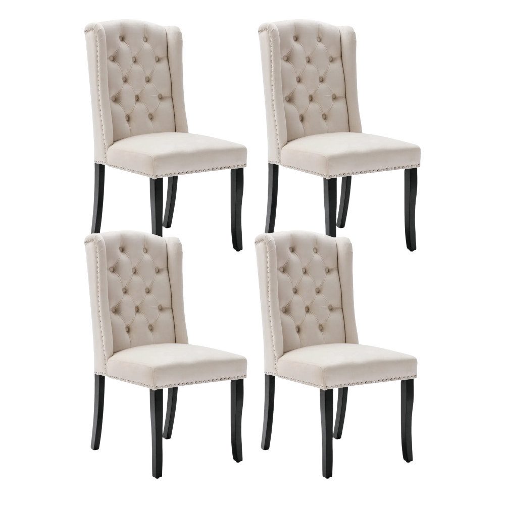 IDEASY Esszimmerstuhl 2/4/6 St Esszimmerstuhl, Luxus Stühle Esszimmer, Komfort Schaumstoff (4 St), Füße aus schwarzer Eiche, verchromter Türring, 120 kg Tragfähigkeit