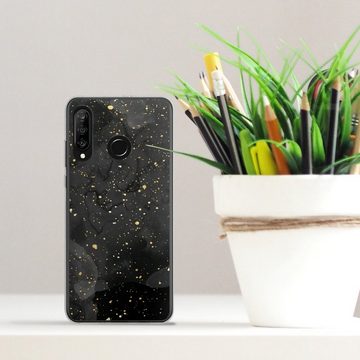 DeinDesign Handyhülle Marmor Glitzer Look Gold & Kupfer Marble Black Gold Look Print, Huawei P30 Lite New Edition Silikon Hülle Bumper Case Smartphone Cover