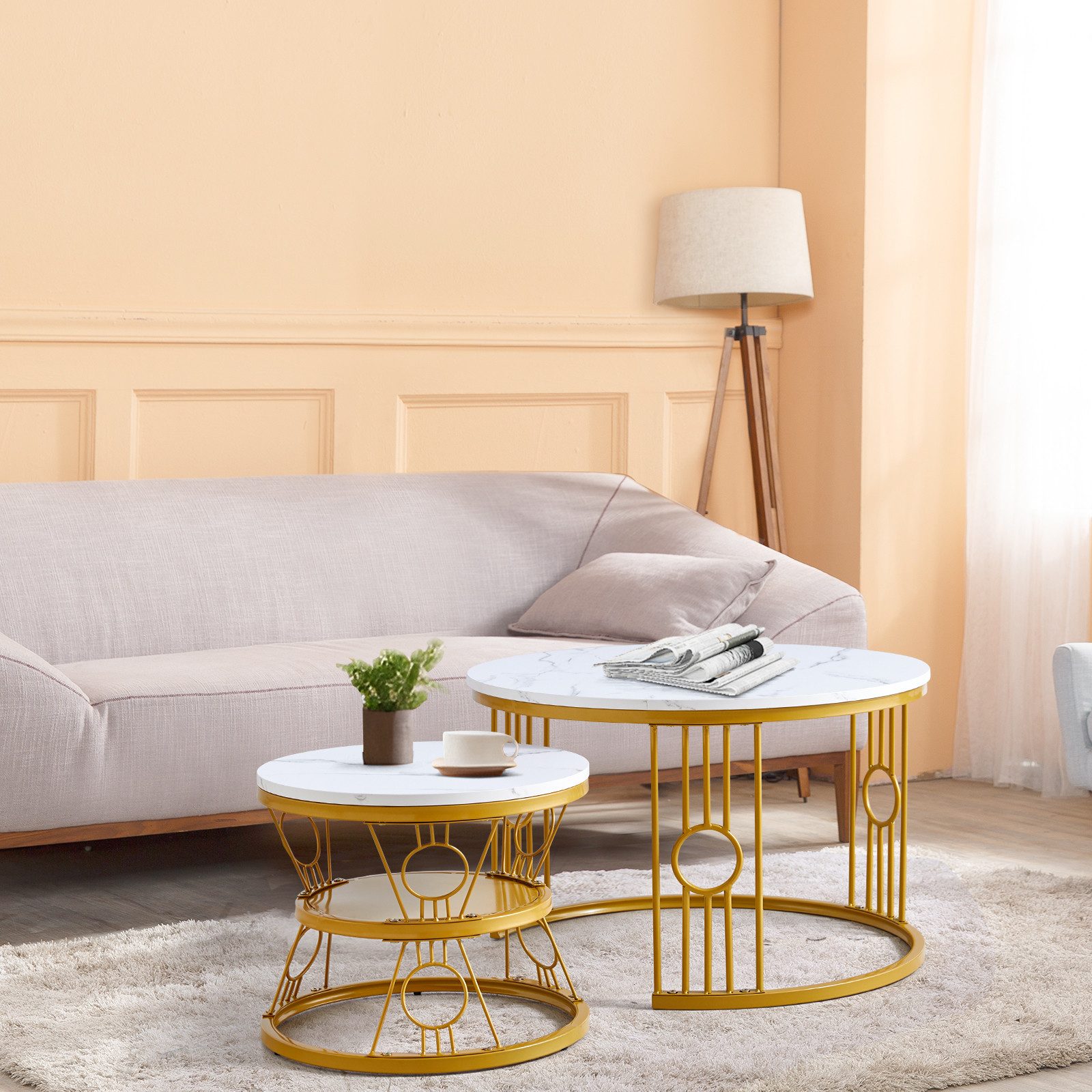 REDOM Couchtisch und 2er Set, Beistelltisch für Schlafzimmer Balkon (Solid günstig online kaufen