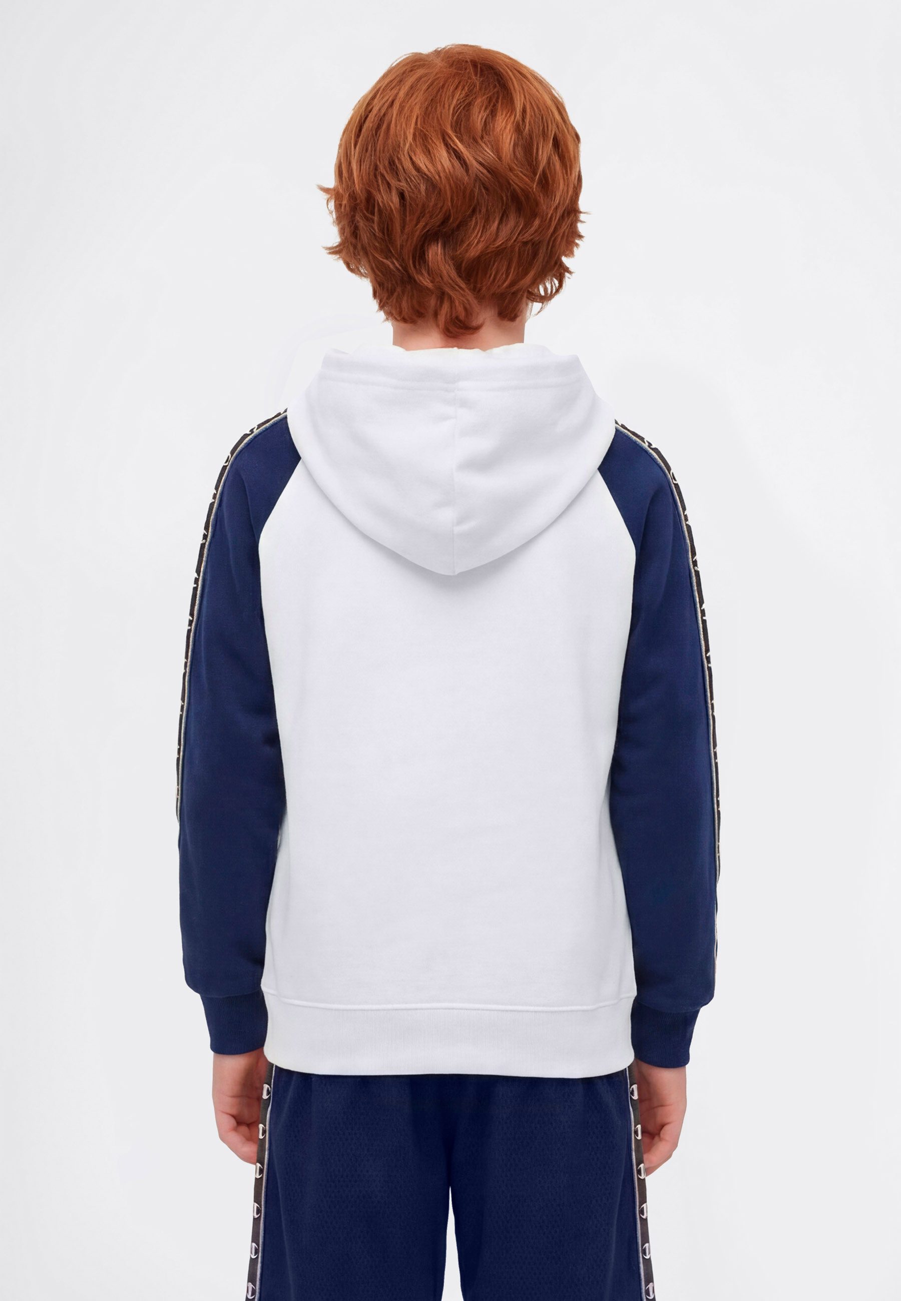 Champion Kapuzensweatshirt Sports-inspired Terry Hoodie with Tape detailing für Kinder, Langarm-Ausführung, aus angerauter Sweatware