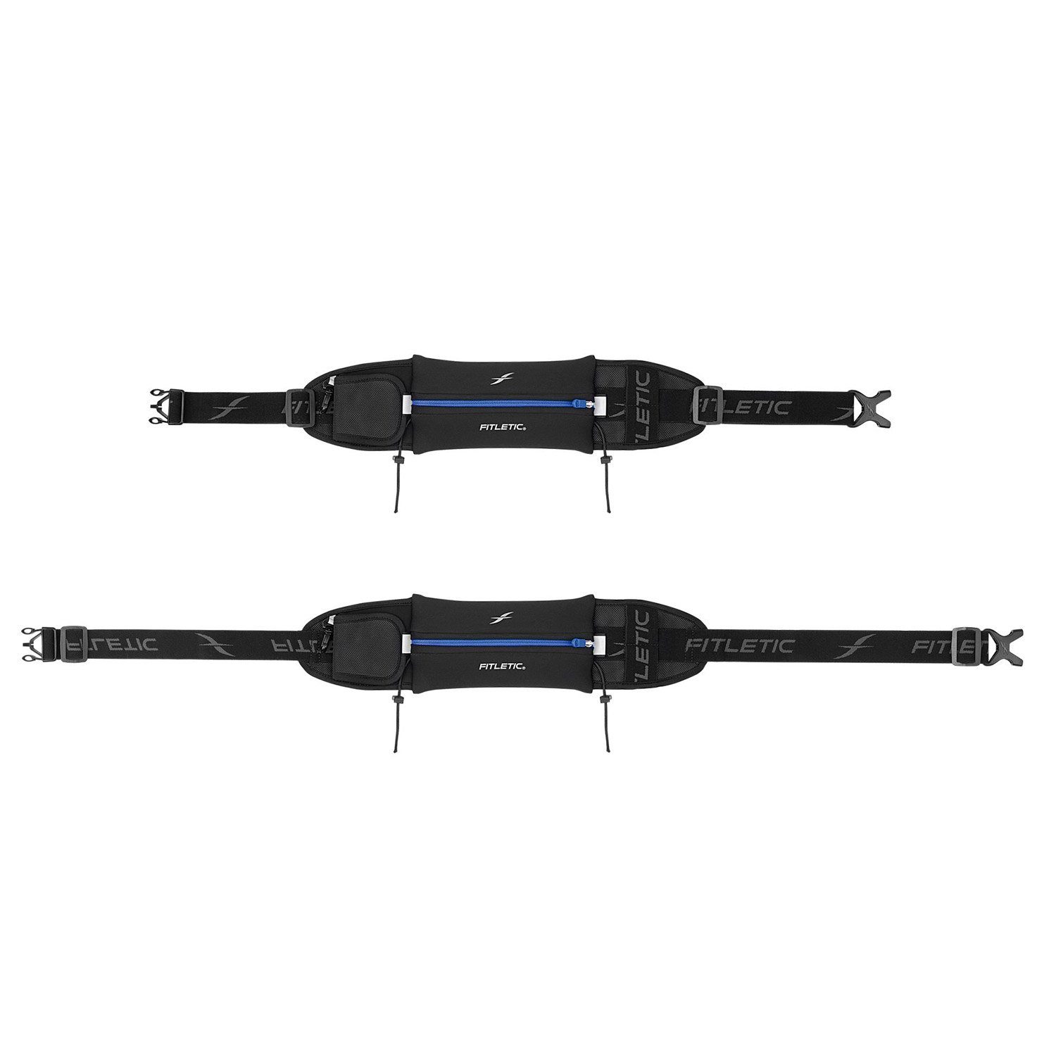 Fitletic Laufgürtel Laufgürtel "Ultimate Handy, Schwarz 2" Fitnessgürtel Premium /Blau Laufausrüstung für Sportgürtel