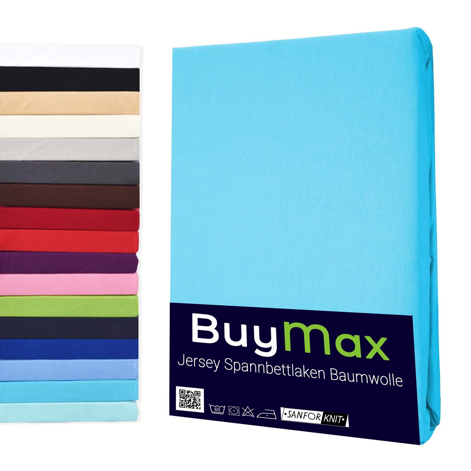 Buymax Spannbettlaken Buymax Jersey aus 100% Baumwolle, Jersey, Gummizug: Rundumgummi, (1 Stück), Pflegeleicht und Atmungsaktiv in Verschiedenen Farben und Größen