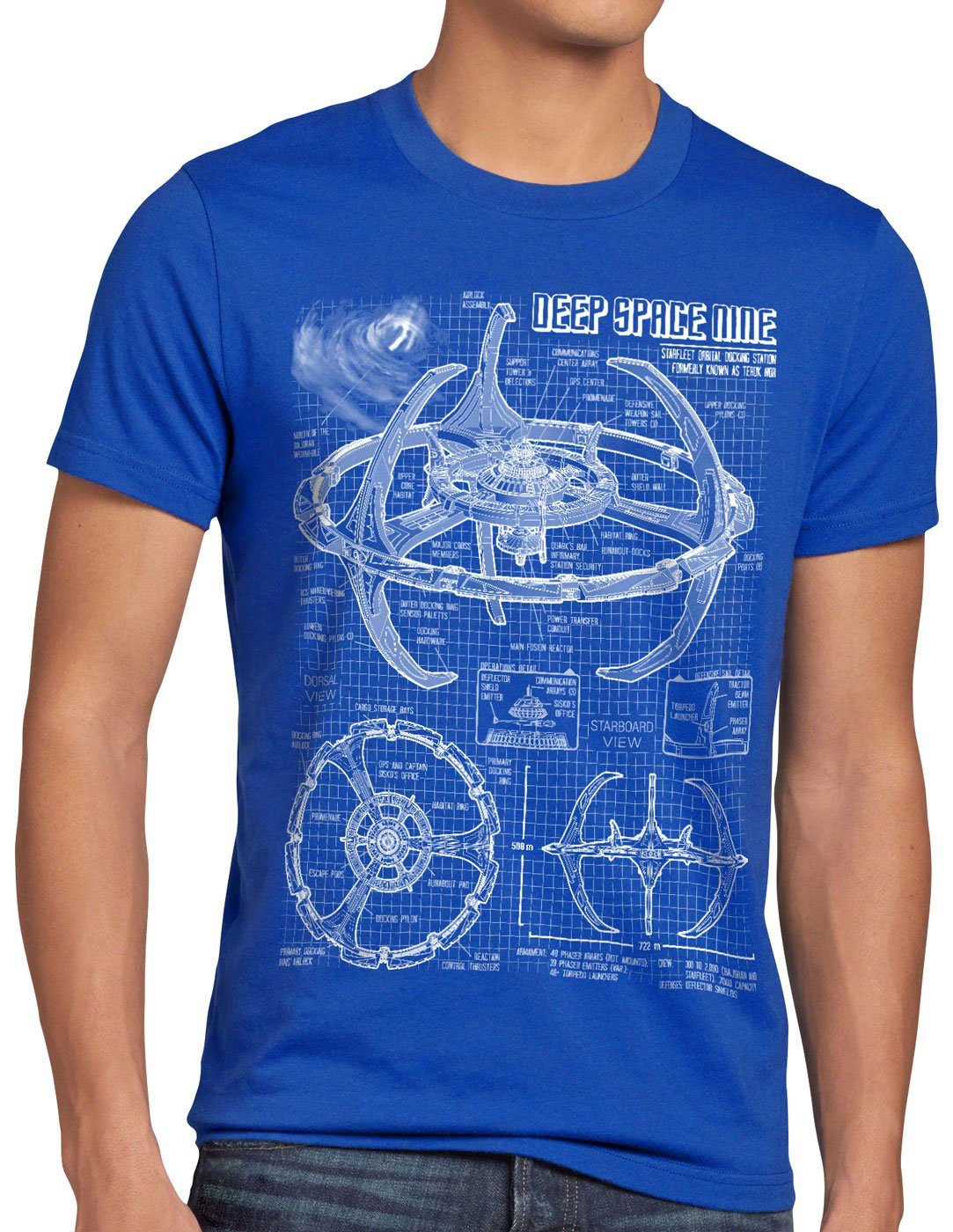 style3 Print-Shirt Herren T-Shirt Deep trek Nine Space star sisko blau trekkie blu-ray sternenflotte dvd
