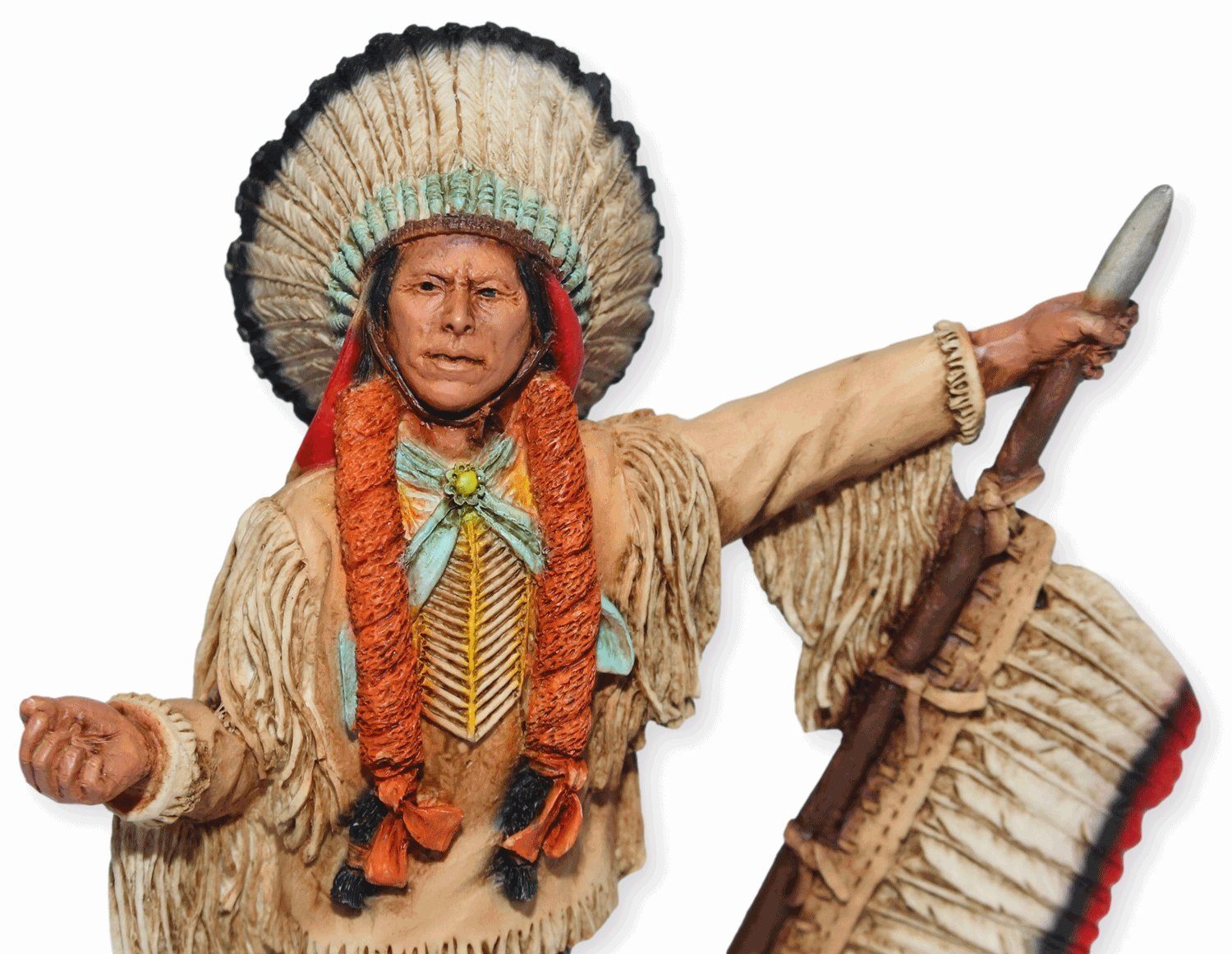 mit Native Parker cm Castagna Dekofigur H Castagna Häuptling Figur Native stehend Lanze 18 Quanah American