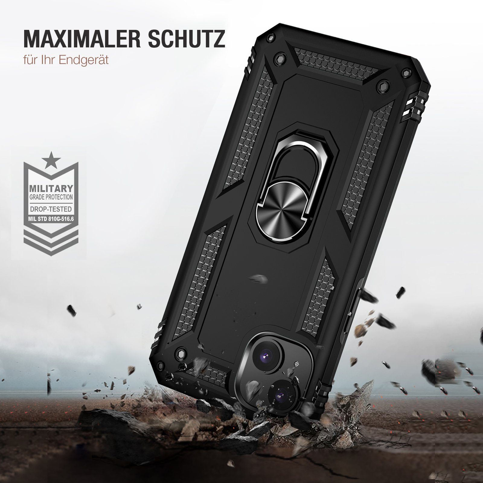 Tec-Expert Handyhülle Outdoor Cover Hülle für Apple iPhone 15 6.1 Zoll, 6.1, Premium Hülle aus verstärktem Polycarbonat
