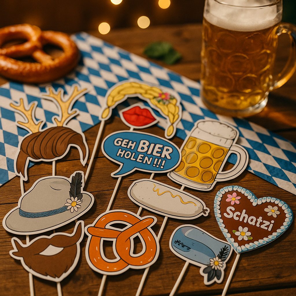 Fries Verkleidungsmaske Bayerische Foto-Requisiten Set Oktoberfest Party Deko, (10-tlg), Lustig, bayerisch, unvergesslich