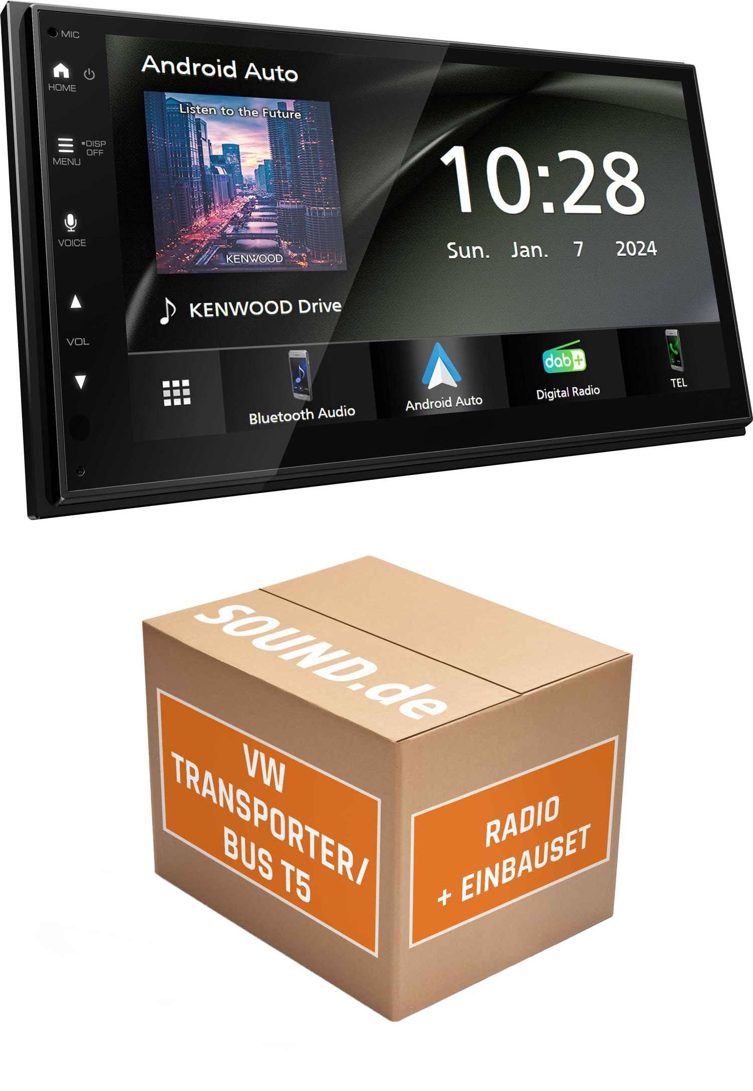 JUST SOUND best choice for caraudio Autoradio Paket Kenwood DMX5023DABS für VW T5 Carplay Android Auto Autoradio (Freisprecheinrichtung)