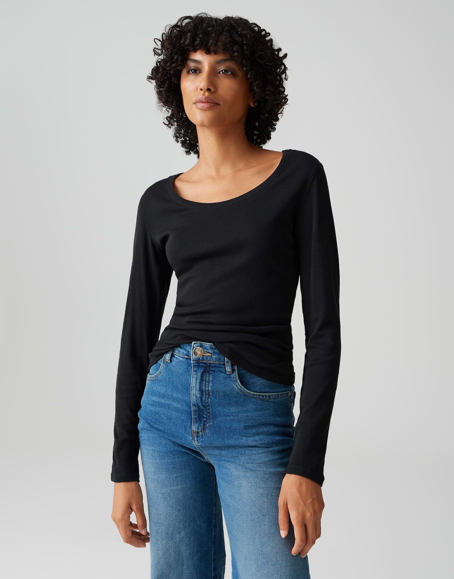 OPUS Langarmshirt SORANA aus BCI Cotton Mix figurbetont geschnitten, weiche günstig online kaufen