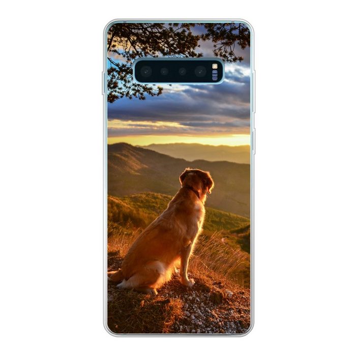 MuchoWow Handyhülle Ein Golden Retriever beobachtet den Sonnenuntergang Phone Case Handyhülle Samsung Galaxy S10 Lite Silikon Schutzhülle