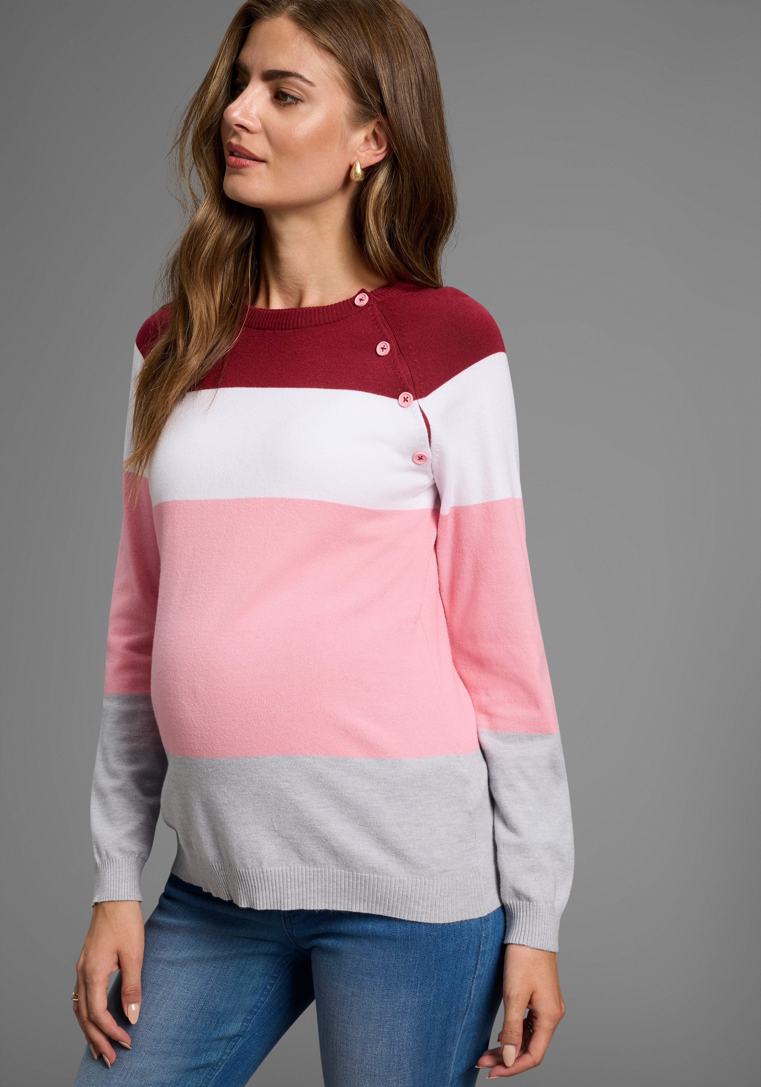 Neun Monate Umstandspullover Ringel-Pullover für Schwangerschaft günstig online kaufen