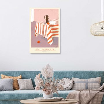 Posterlounge Alu-Dibond-Druck ATELIER M, Italian Summer - Pink Kitchen Interior, Küche Malerei