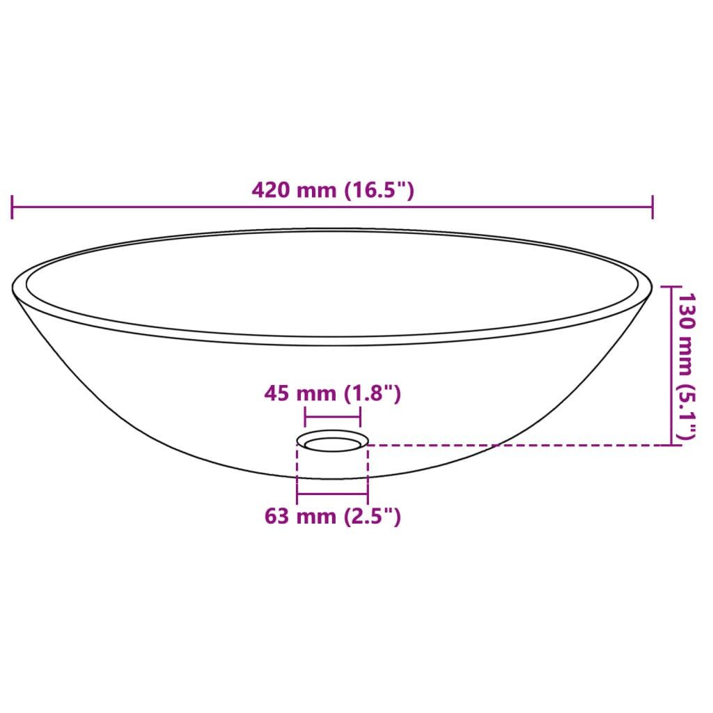 vidaXL Waschbecken Waschbecken Hartglas 42 cm schwarz – Bild 4 von 4
