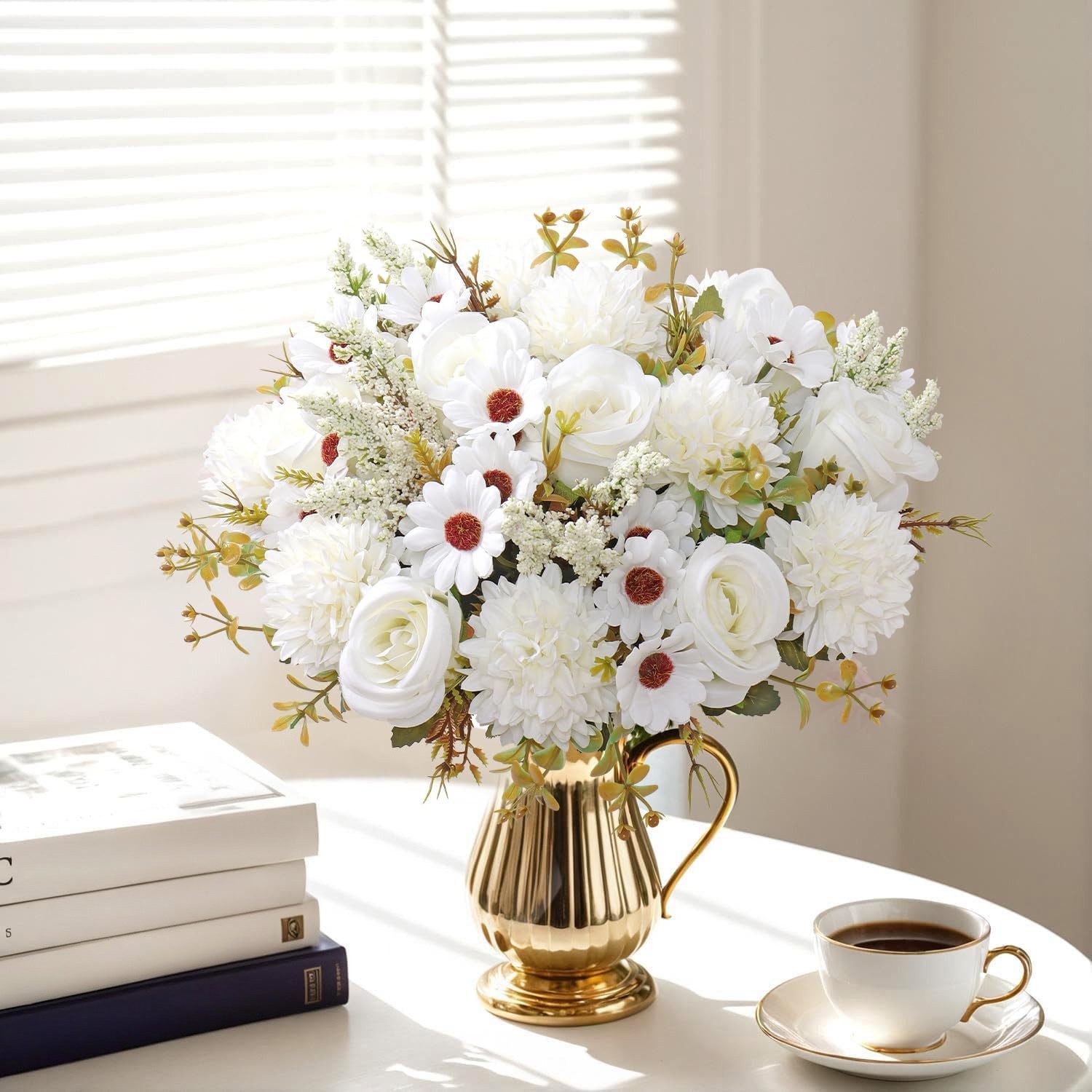 Kunstblumenstrauß Künstliche Rosenblumen 2er-Set – Seidenblumenstrauß für Dekoration, FOUORTUNATE-BEE, Perfekt für Hochzeit, Party oder Heimdekoration in Rosa – Bild 3 von 5