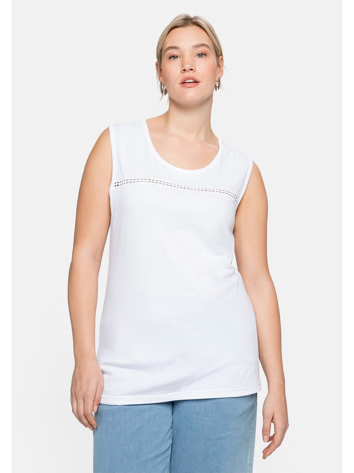 Sheego Tanktop Große Größen mit Häkelspitze, Gerader Saum mit kleiner  Stickerei am Saum | Unterhemden