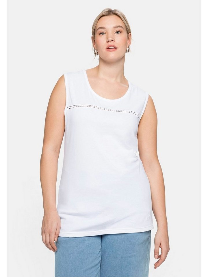 Sheego Tanktop Große Größen mit Häkelspitze, Gerader Saum mit kleiner  Stickerei am Saum