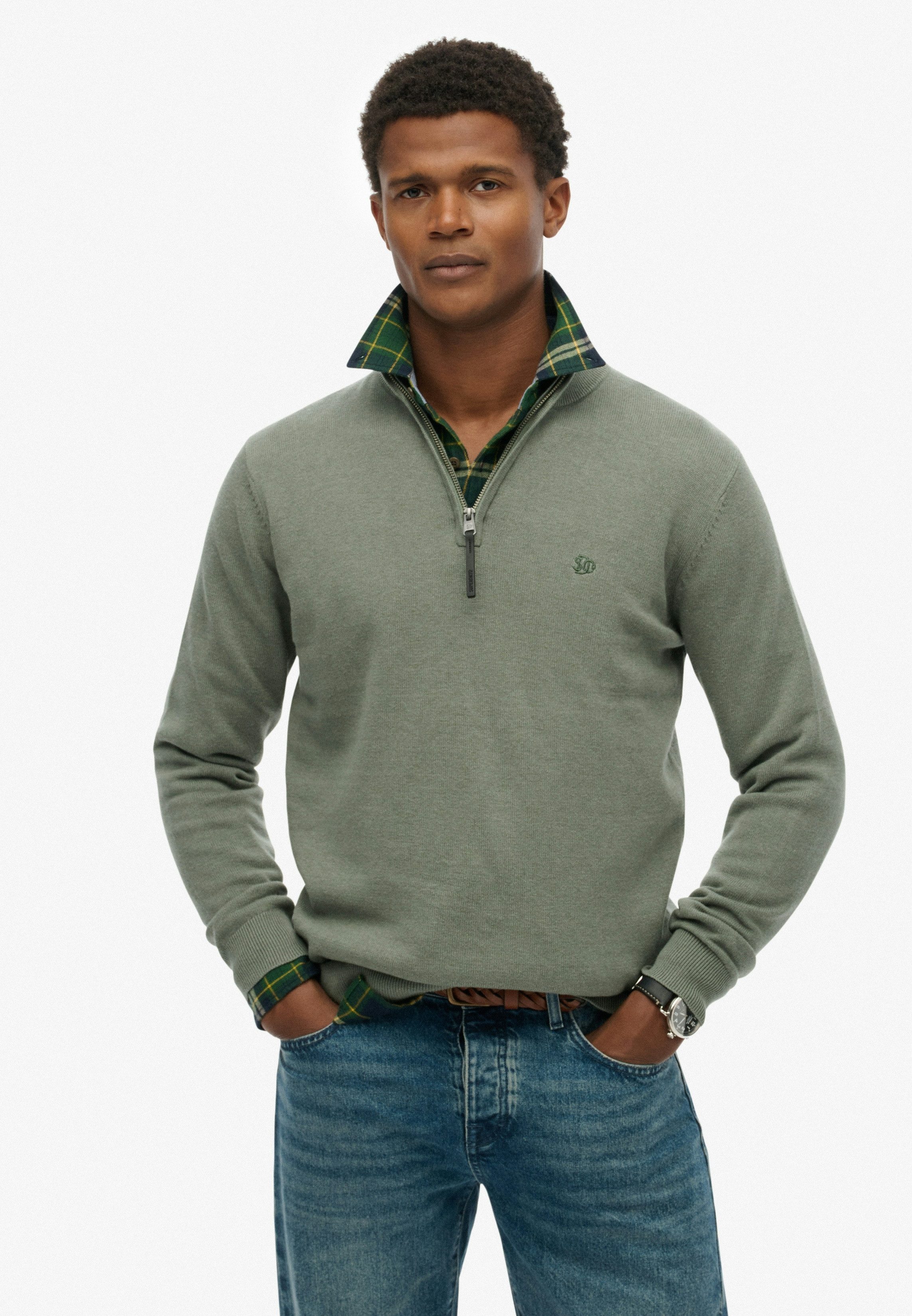 Superdry Troyer ESSENTIALS COTTON HALF ZIP