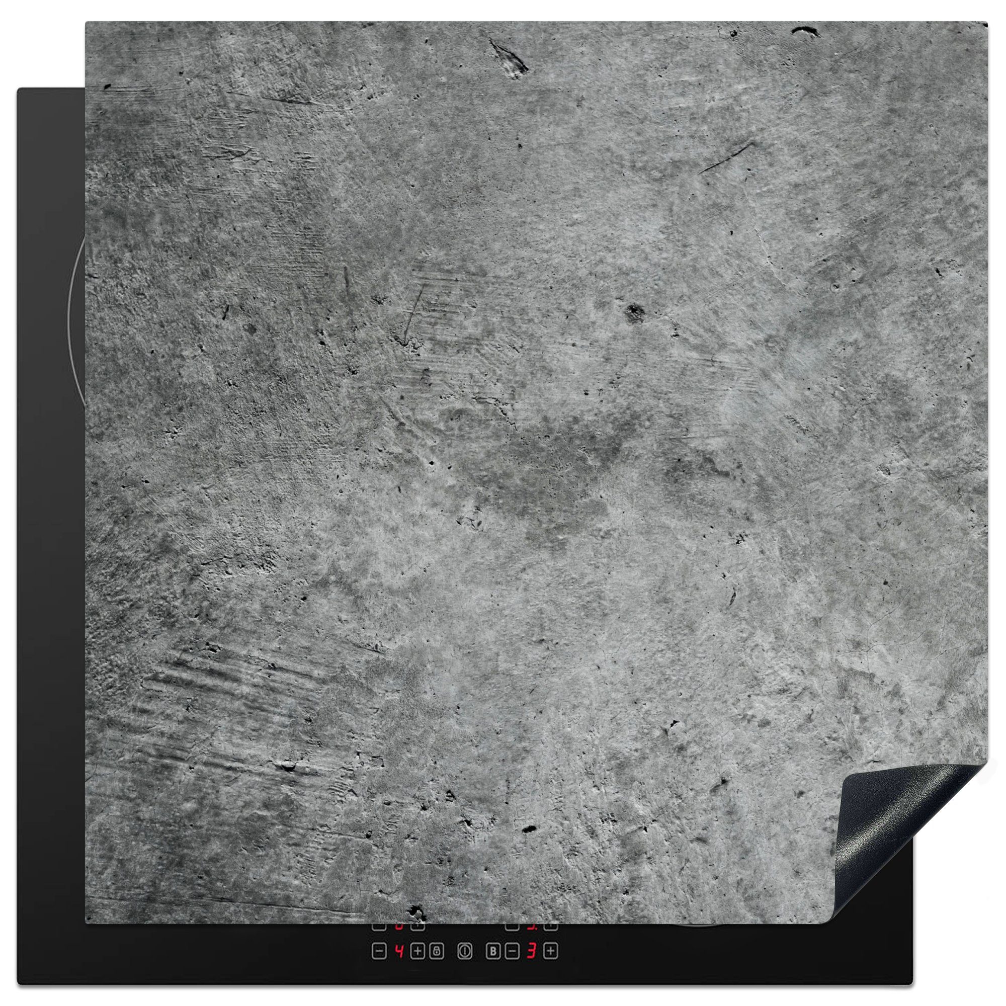 MuchoWow Herd-Abdeckplatte Beton - Schiefer - Grau -Betonstruktur, Vinyl, (1 tlg), Küche Herdabdeckung Ceranfeld Induktionsfeld Vinyl, 60x60 cm