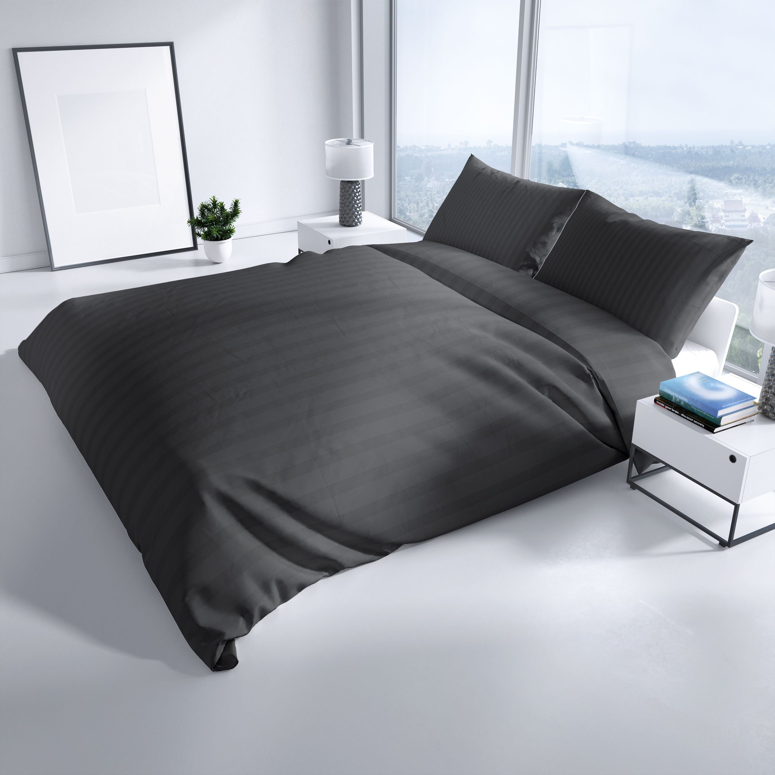 Leonado Vicenti Bettwäsche Luxuriöses Satin Set Damast, Satin, 4 teilig, elegantes Streifen Design, 100% Baumwolle, mit Reißverschluss – Bild 2 von 5