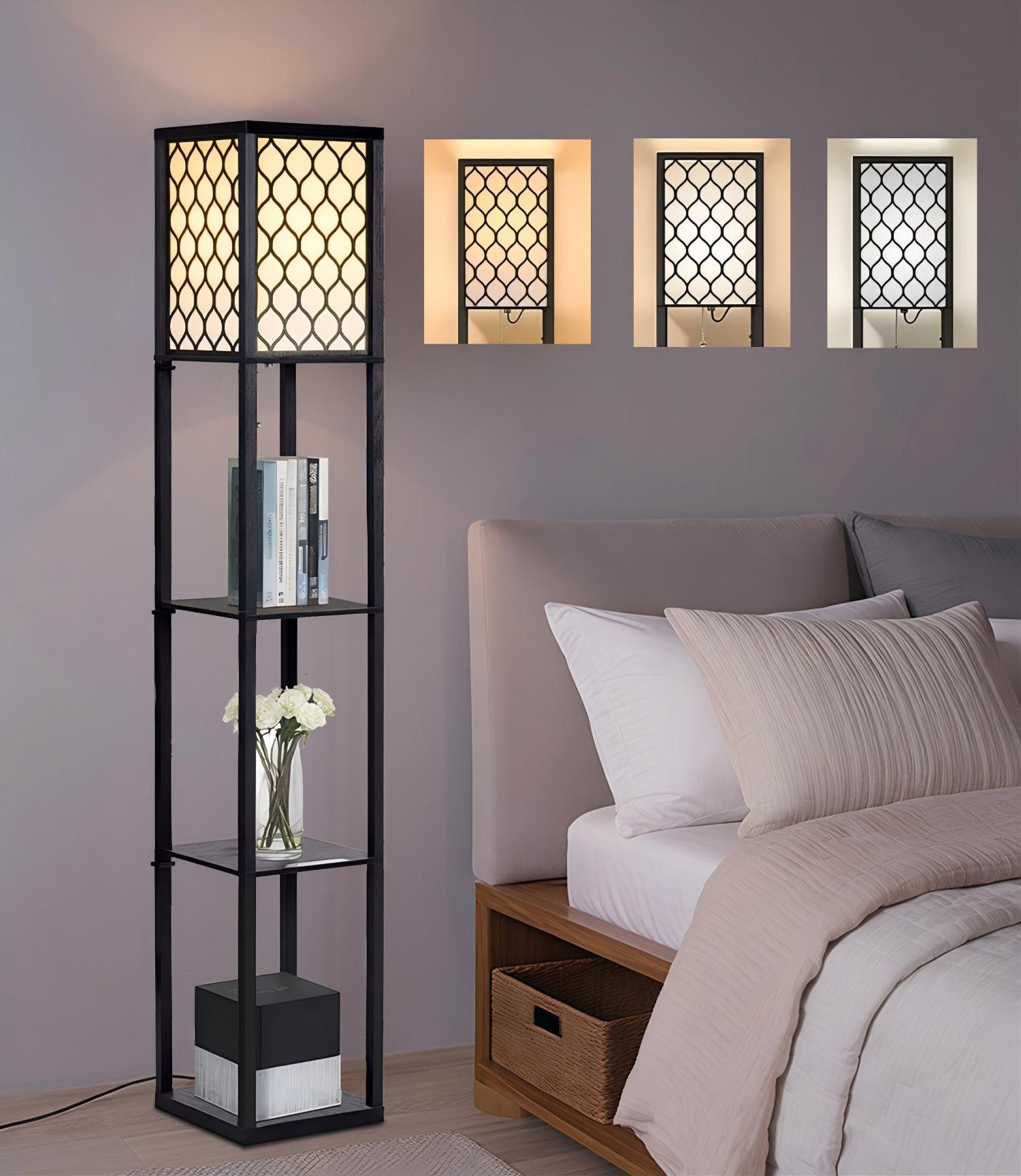 Stehlampe mit E27 9W LED Glühbirne, 3 Farbtemperatur