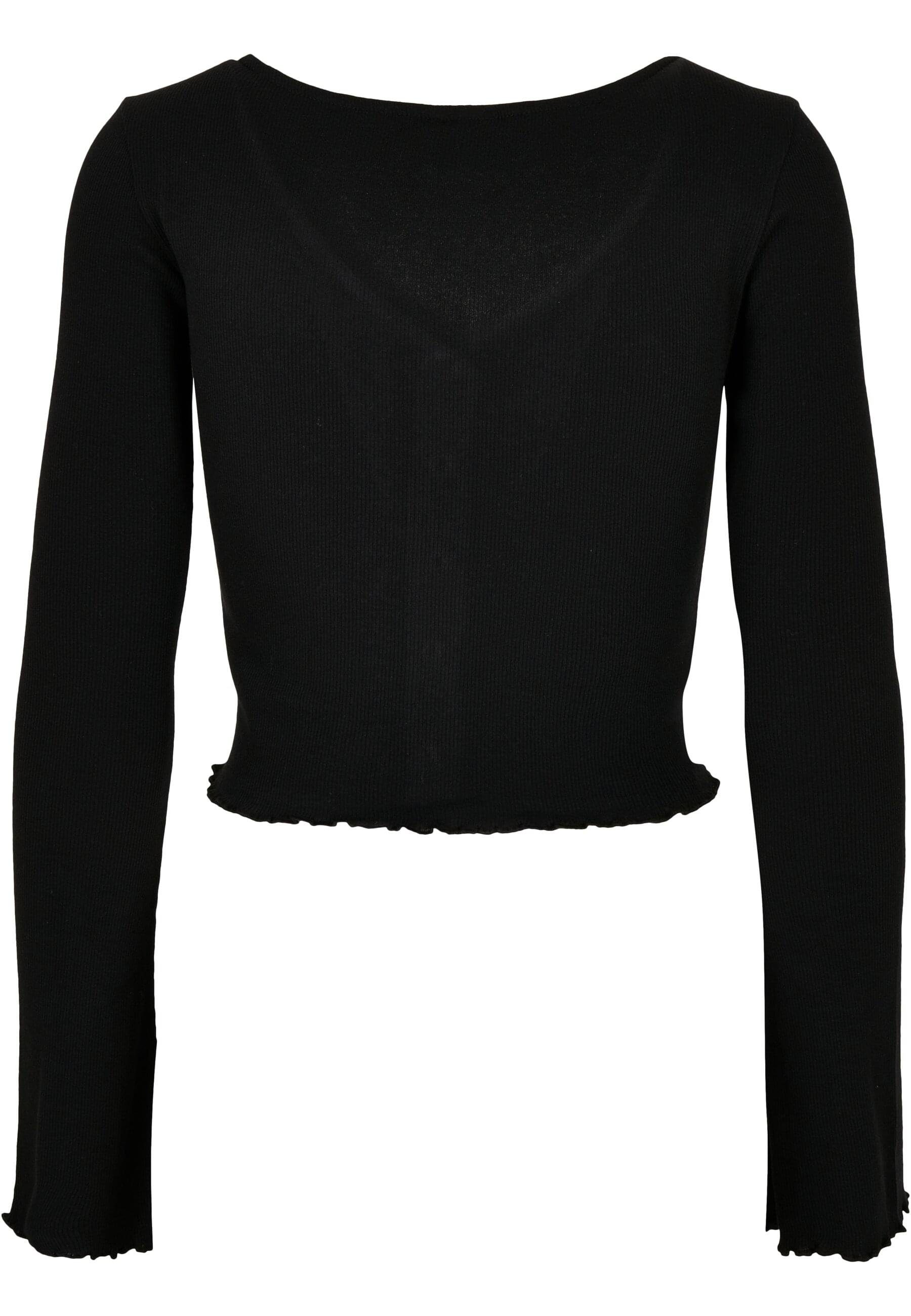 URBAN CLASSICS Langarmshirt Cropped Rib (1-tlg) Damen black Ladies Cardigan