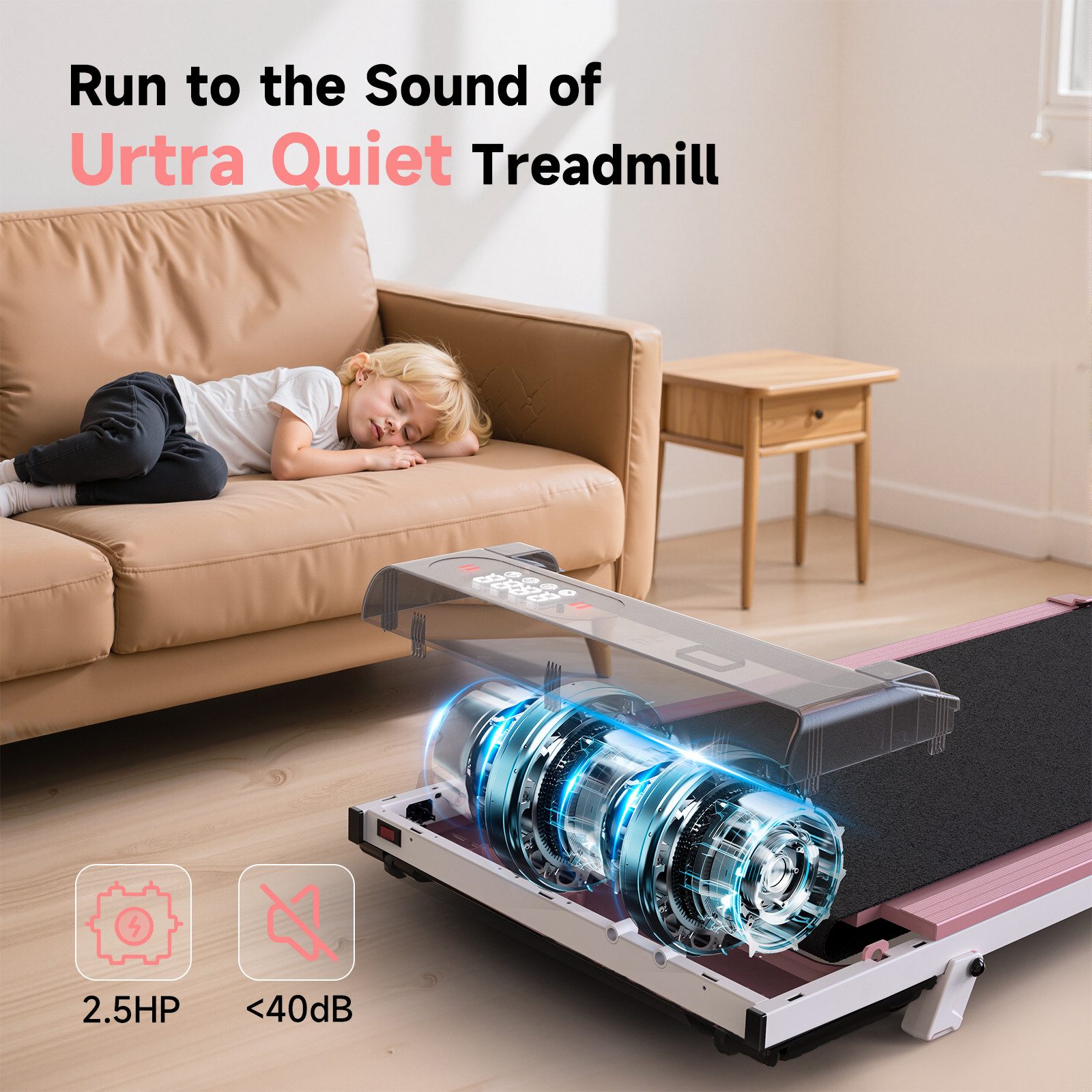 Dskeuzeew Laufband mit 7 % Steigung – 3-in-1-Laufbänder bis 130 kg (mit Fernbedienung und LED-Display - Lauffläche 38,5 x 90 cm), 1–8 km/h einstellbar – Motor 2,5 PS