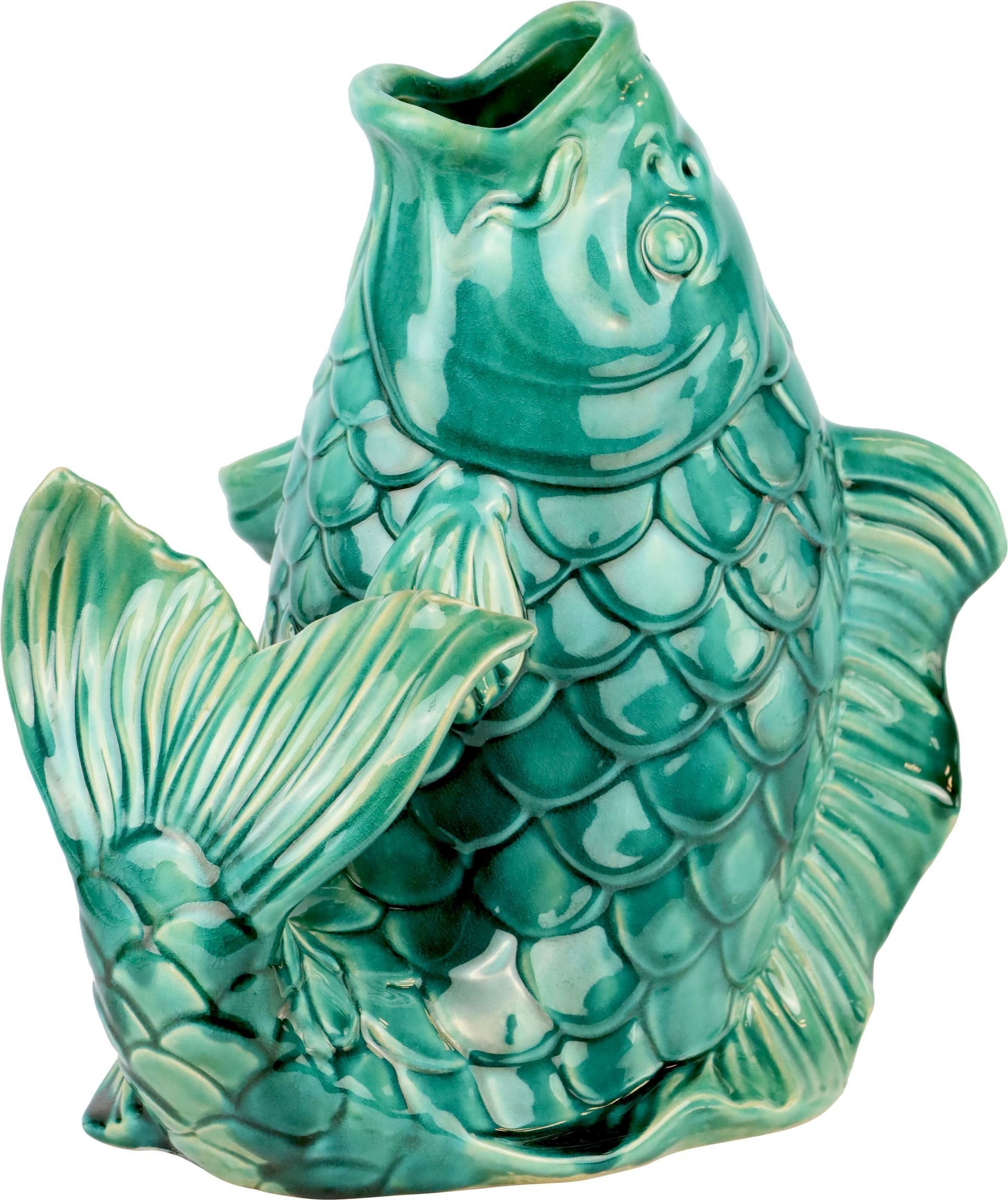 FURNARO Dekovase (1 St), Fischform, maritimes Design, Keramik