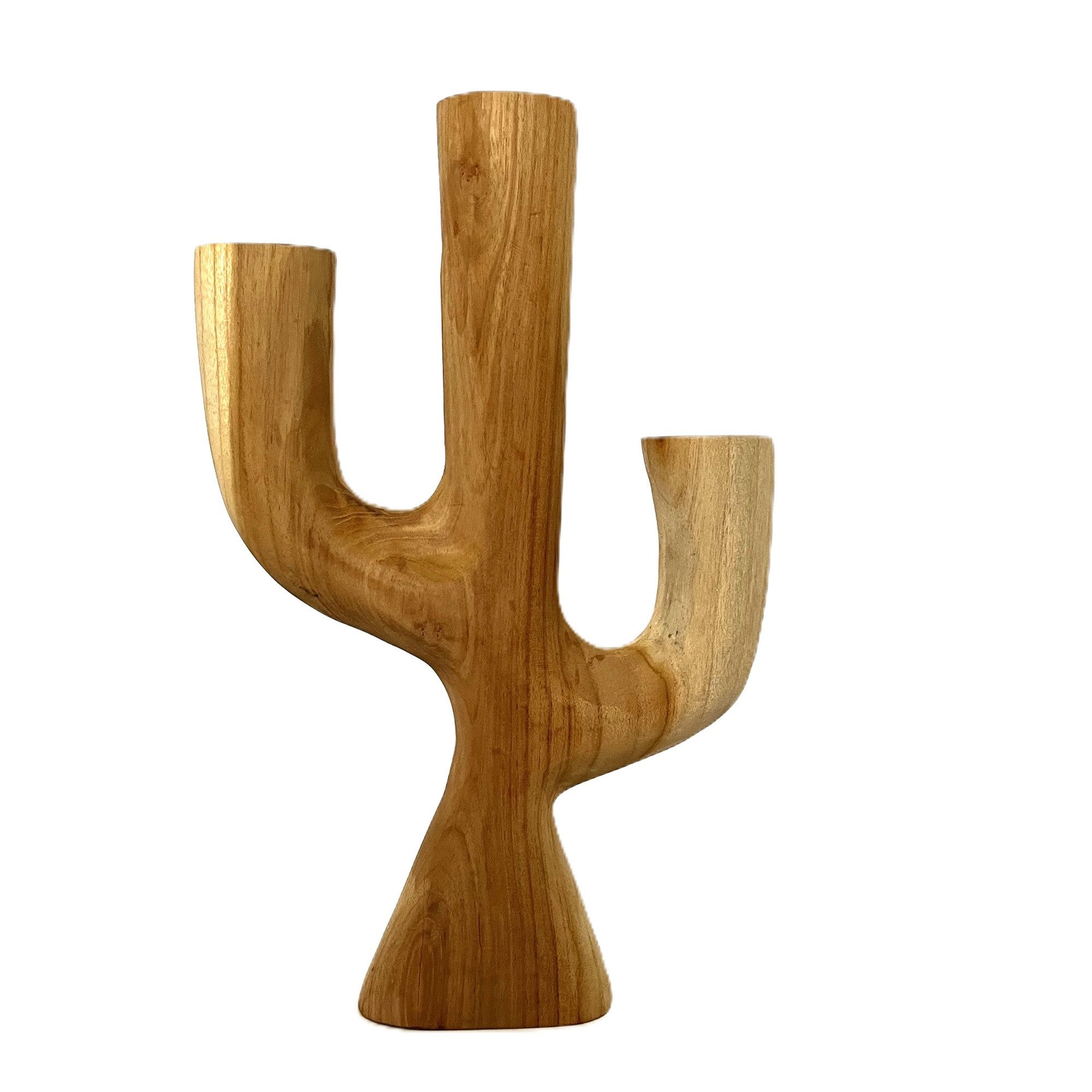 Amennis Trading Teelichthalter Teelichthalter Holz Kaktus Mediterran Naturfarben Handarbeit 40 cm