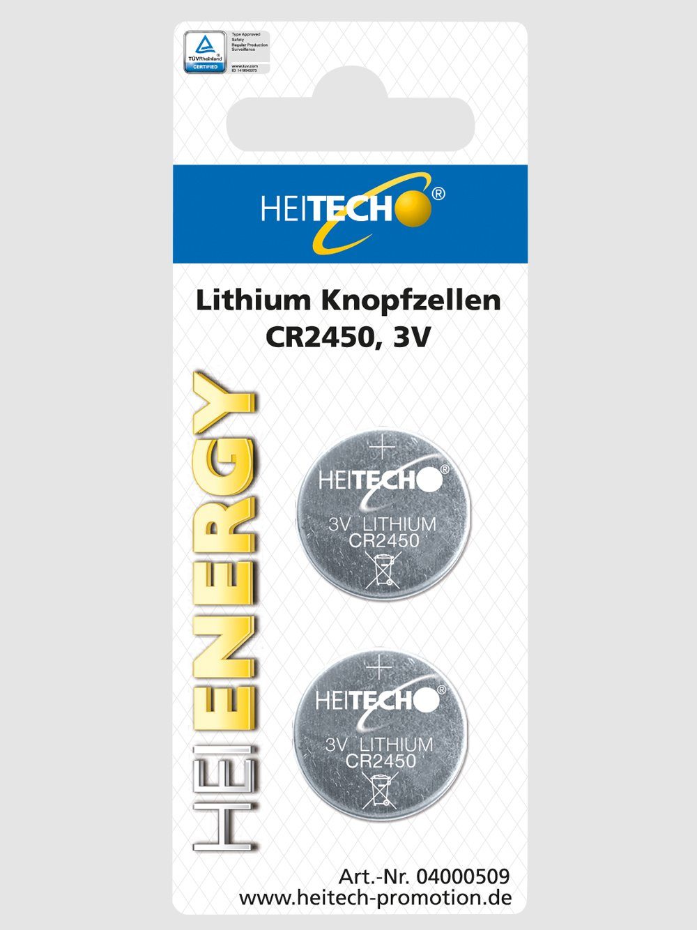 HEITECH Lithium Кнопки клетки 2-er Pack CR 2450/3V Knopfzelle