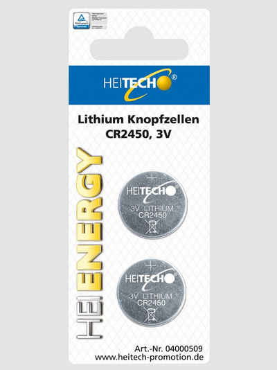 HEITECH Lithium Knopfzellen 2-er Pack CR 2450/3V Knopfzelle